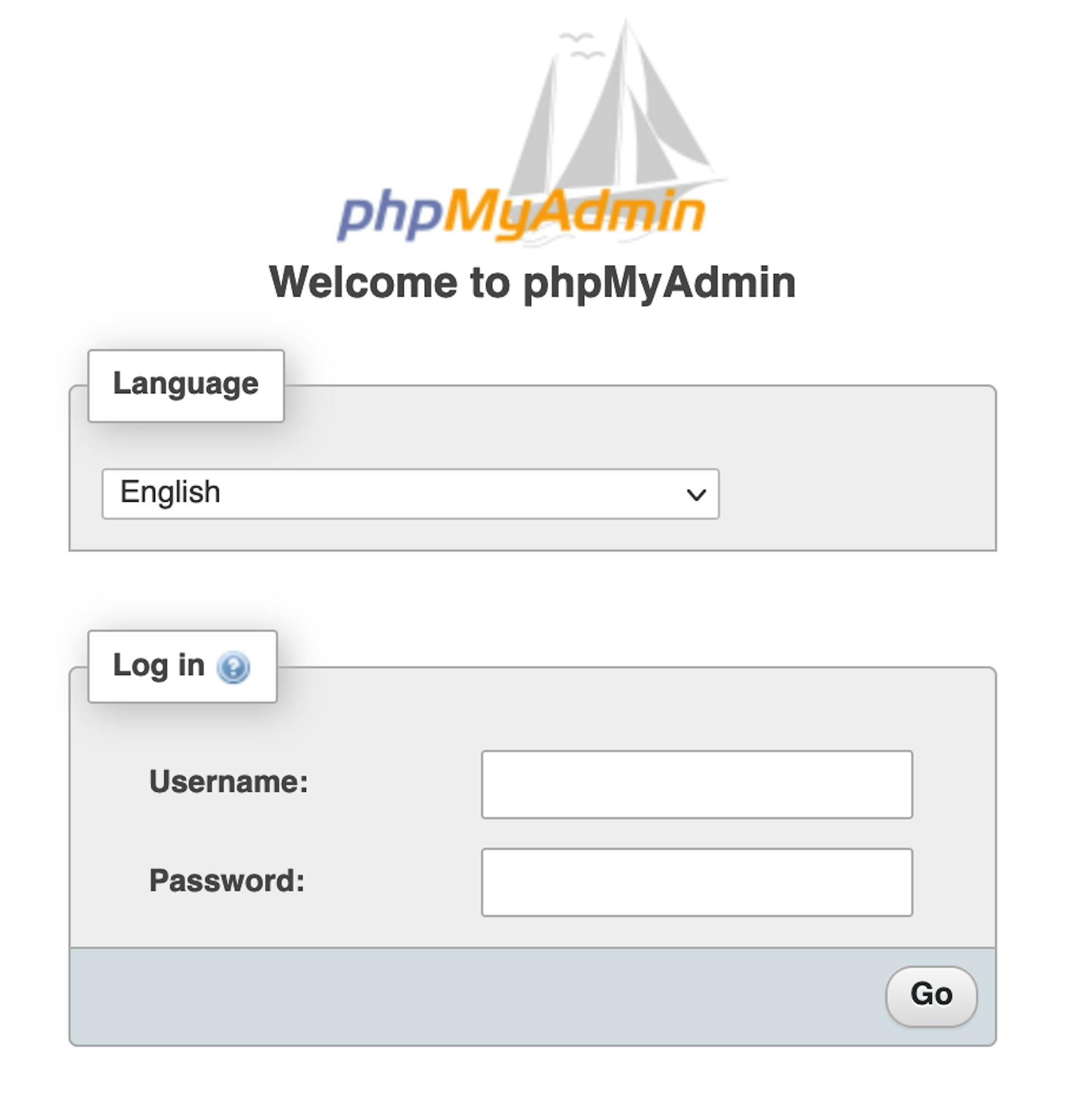 PhpMyAdmin Login