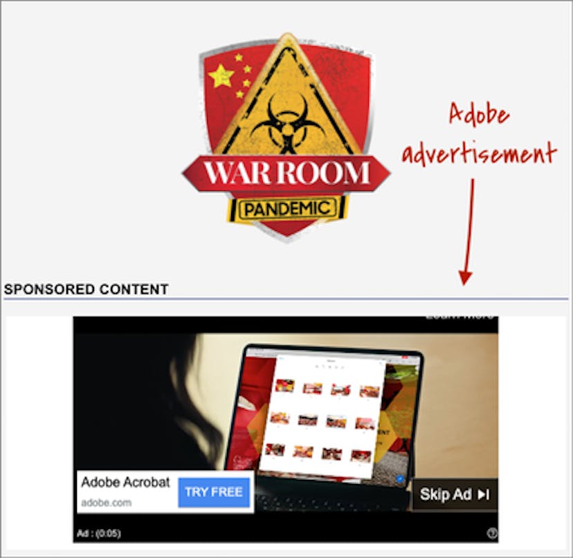 An advertisement for Adobe Acrobat seen on warroom.org.