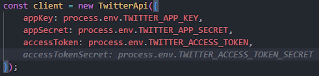 accessTokenSecret field for Twitter API constructor