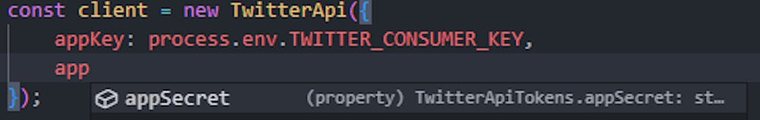 appSecret field for Twitter API constructor