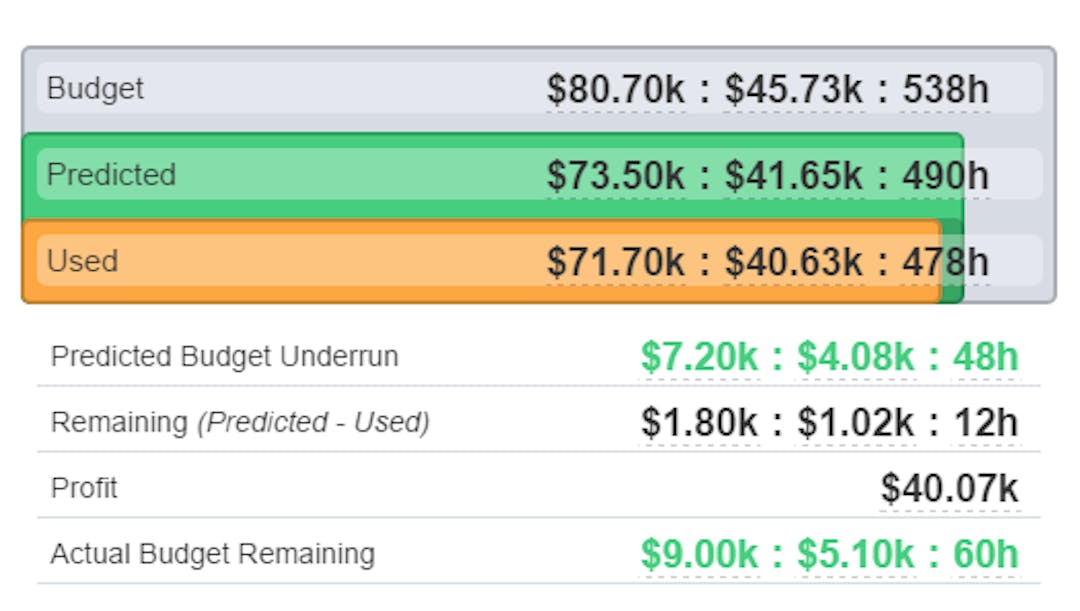 report on project revenue and profit