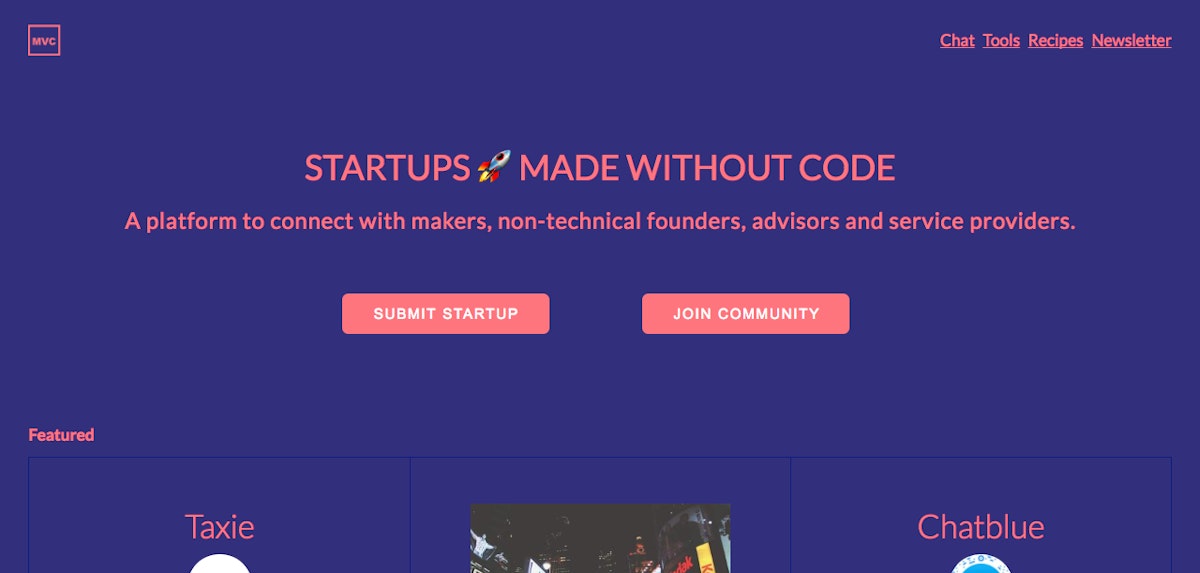 featured image - MadeWithoutCode — How to build a Startup 🚀 without code
