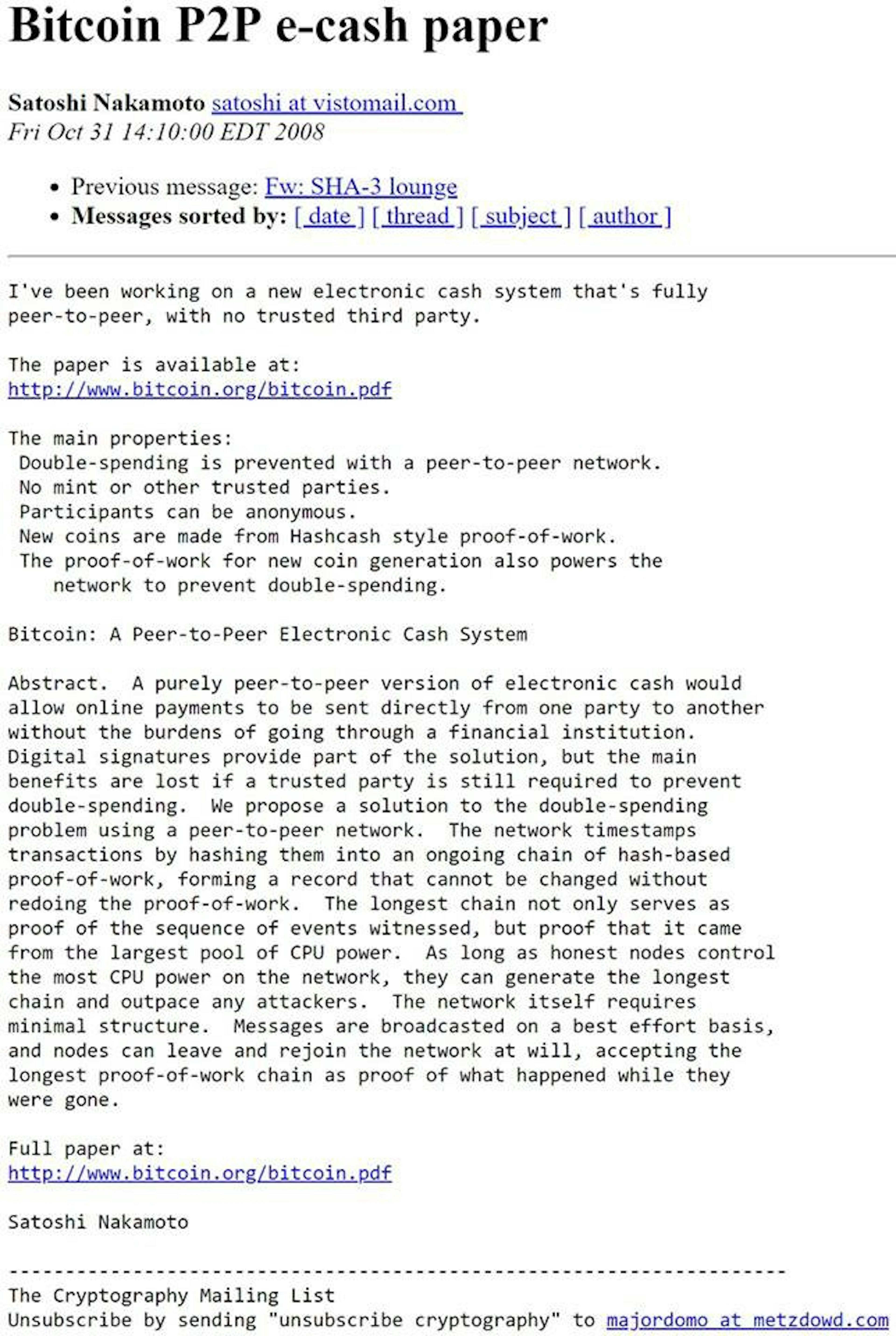 Satoshi Nakamoto Released Bitcoin Ten Years Ago — Why It Was Important