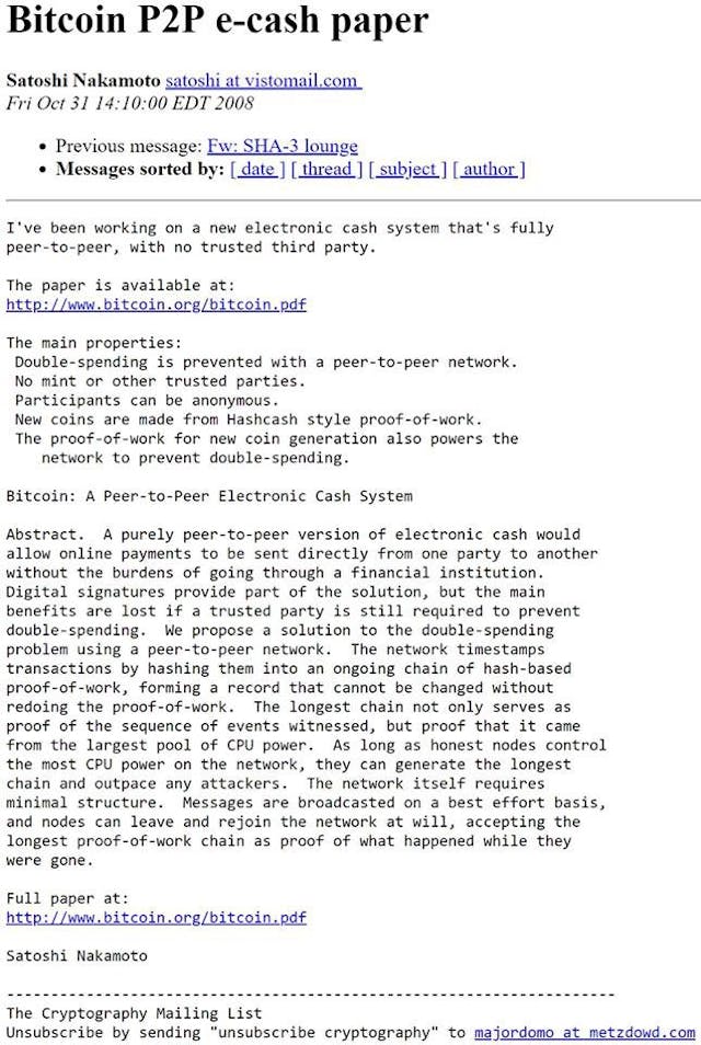 /satoshi-nakamoto-released-bitcoin-ten-years-ago-why-it-was-important-9fbec43fe5ca feature image