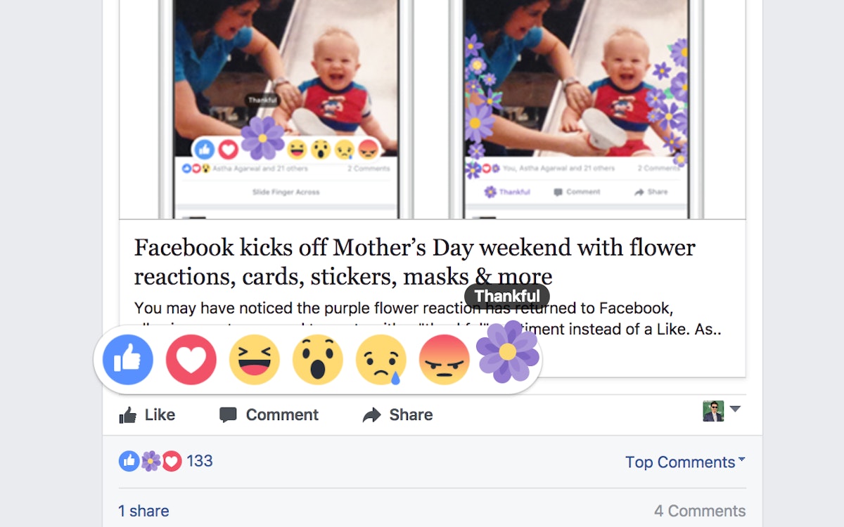 featured image - [PATCHED ] Forever Thankful on FB —Using React to bring the Thankful Reaction back to Facebook 🌸