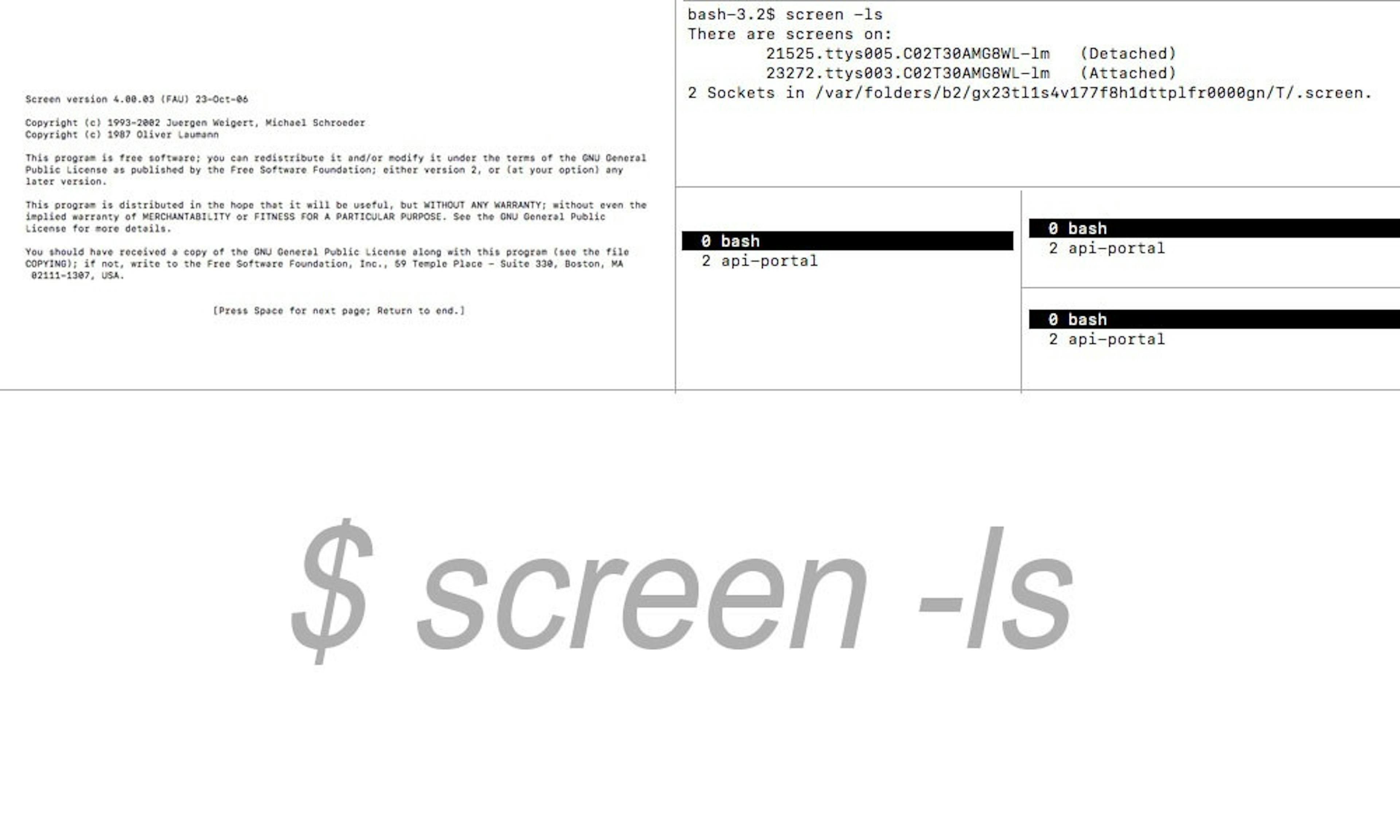$ screen cheat sheet (multi-screen)