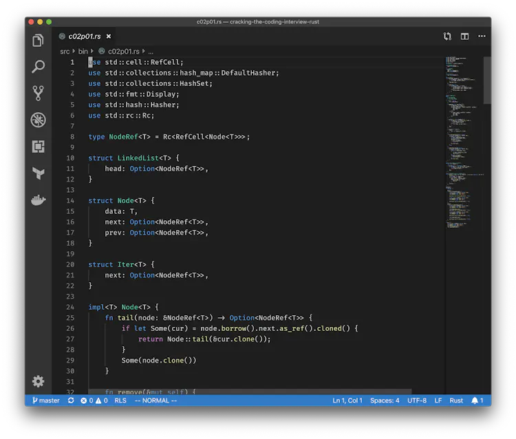 Ugly Rust Programming Code Linked list in Rust. VSCode has tight integration with RLS
