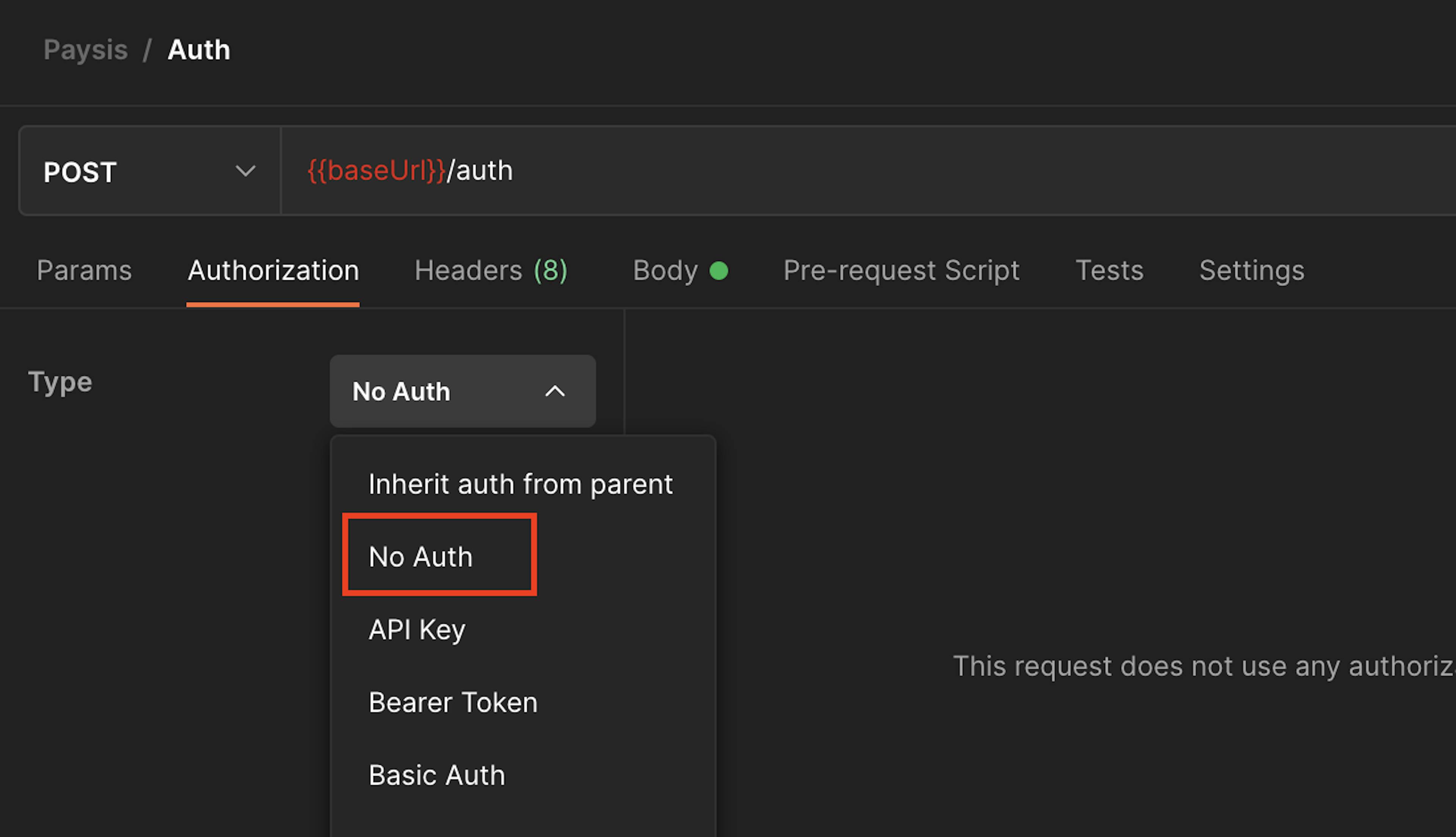 Authorization method selection