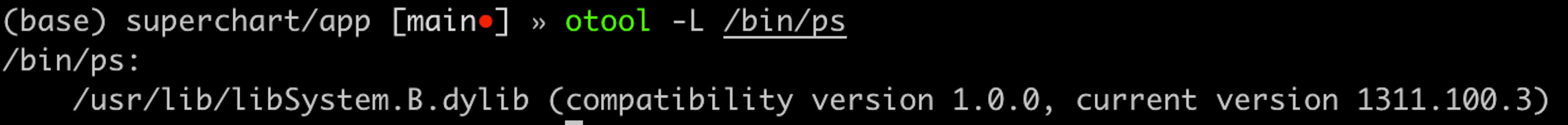 /bin/ps dylib dependence in macOS 12.3