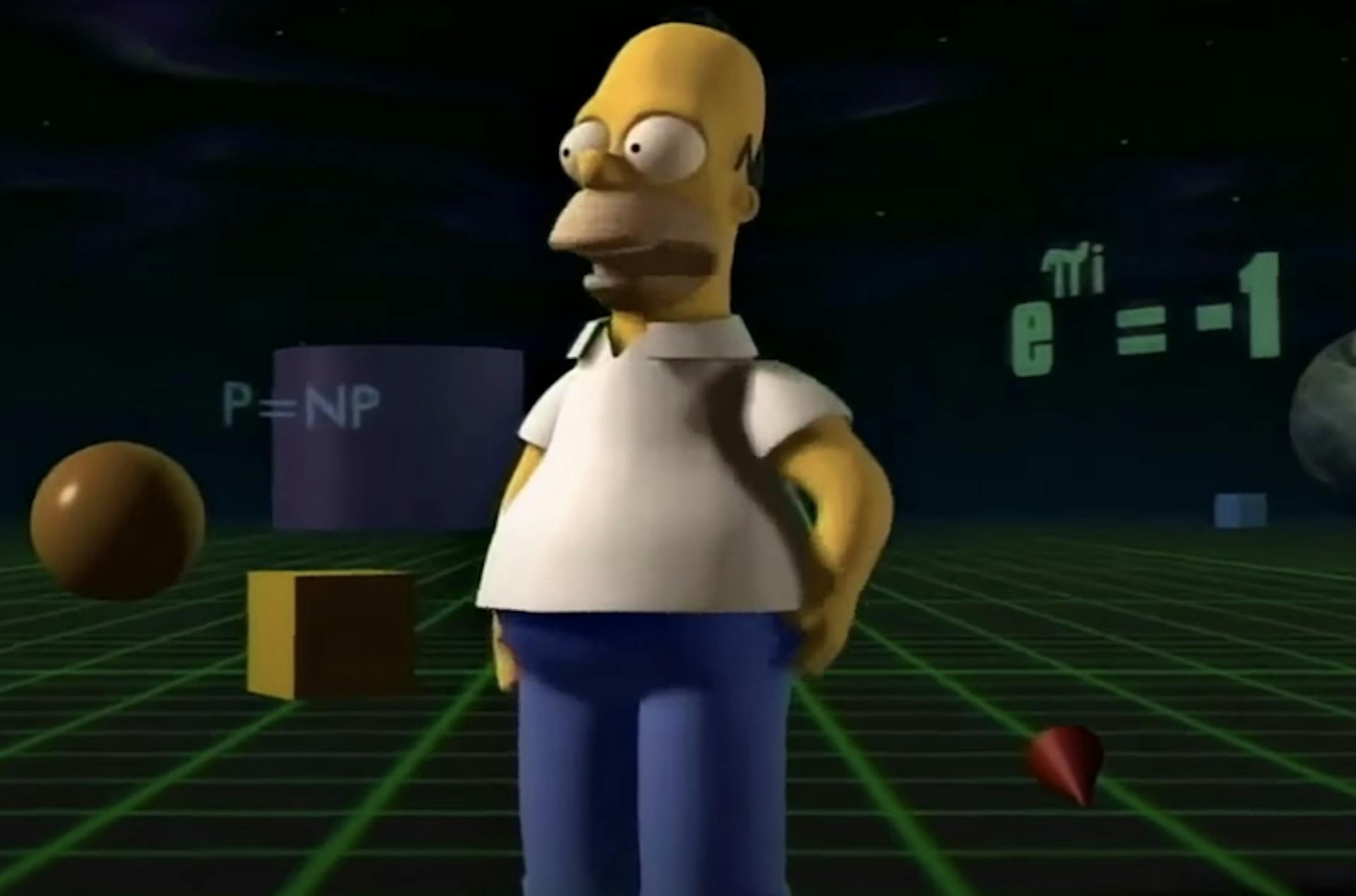 In the episode "Treehouse of Horror VI"  Homer stumbles into the third dimension and finds to answer to P vs NP