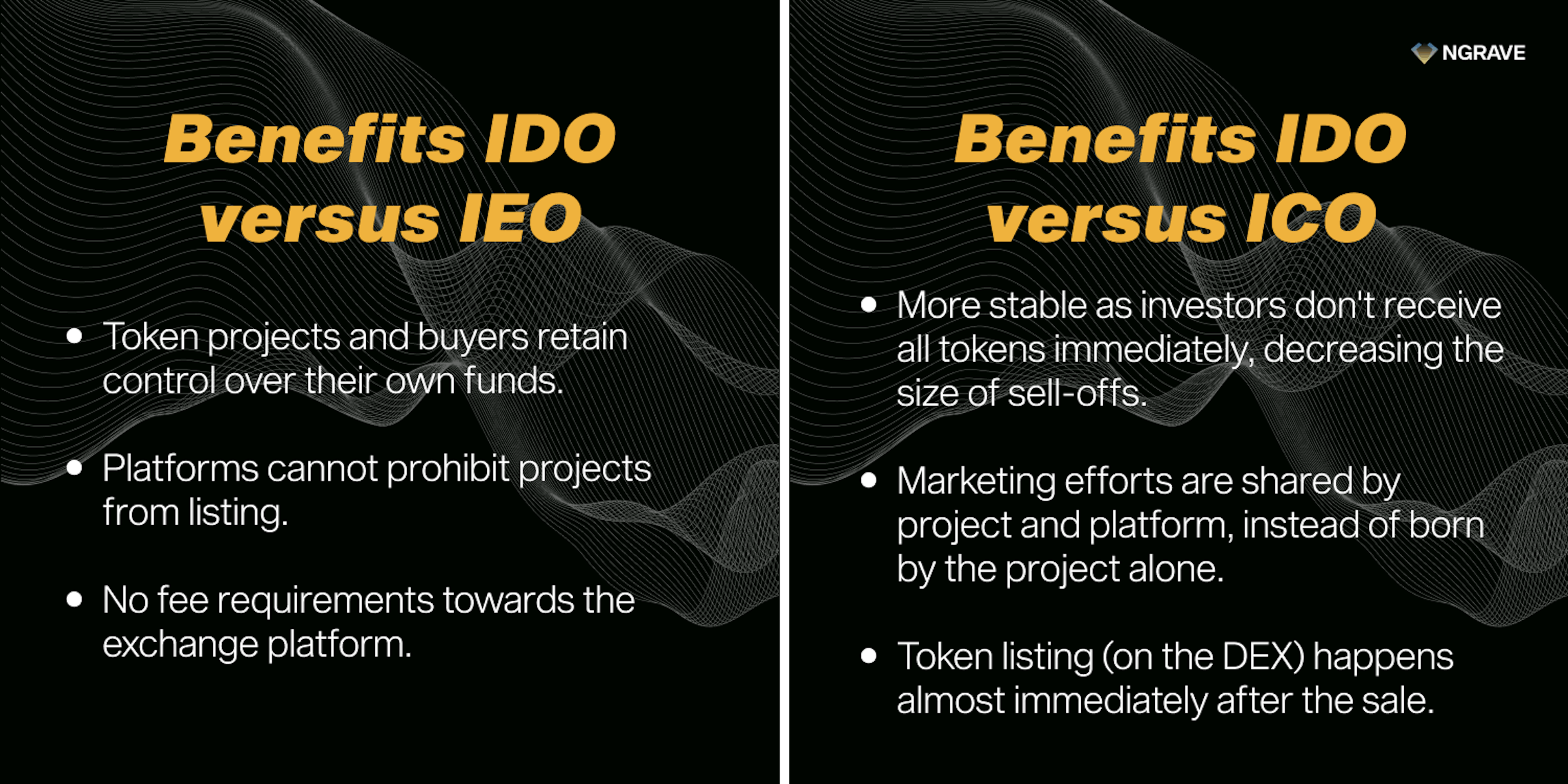 Benefits of IDOs versus IEOs and ICOs.