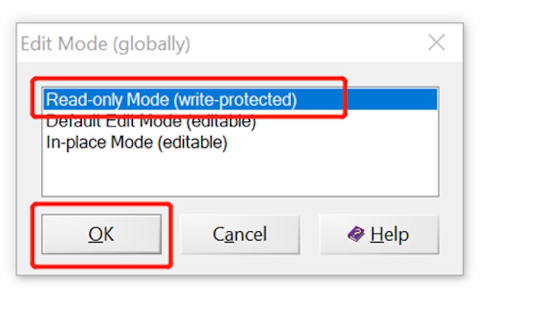 Figure 4. Set up the Read-only mode with write-protected option.