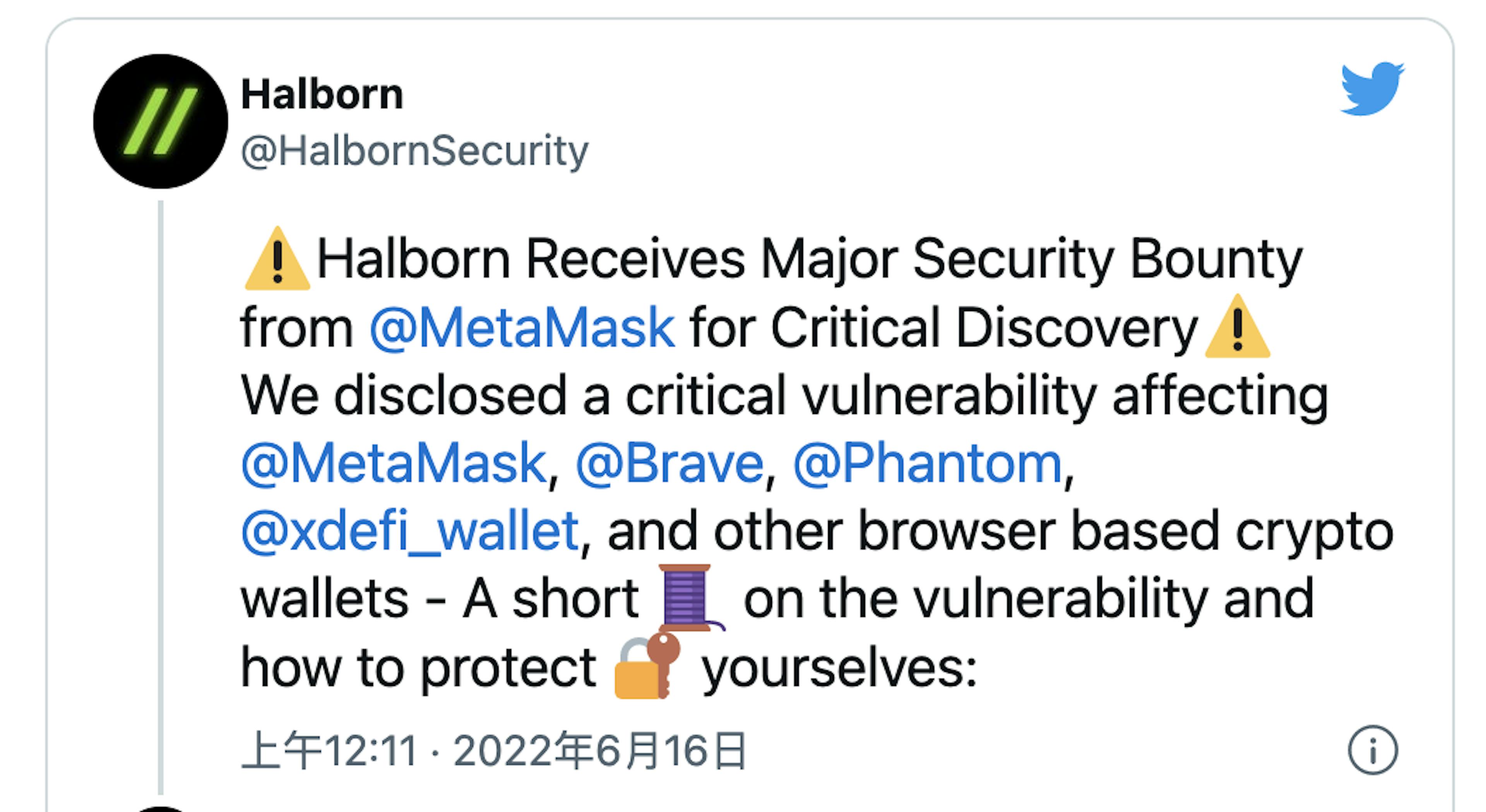 https://twitter.com/HalbornSecurity/status/1537105566224601091