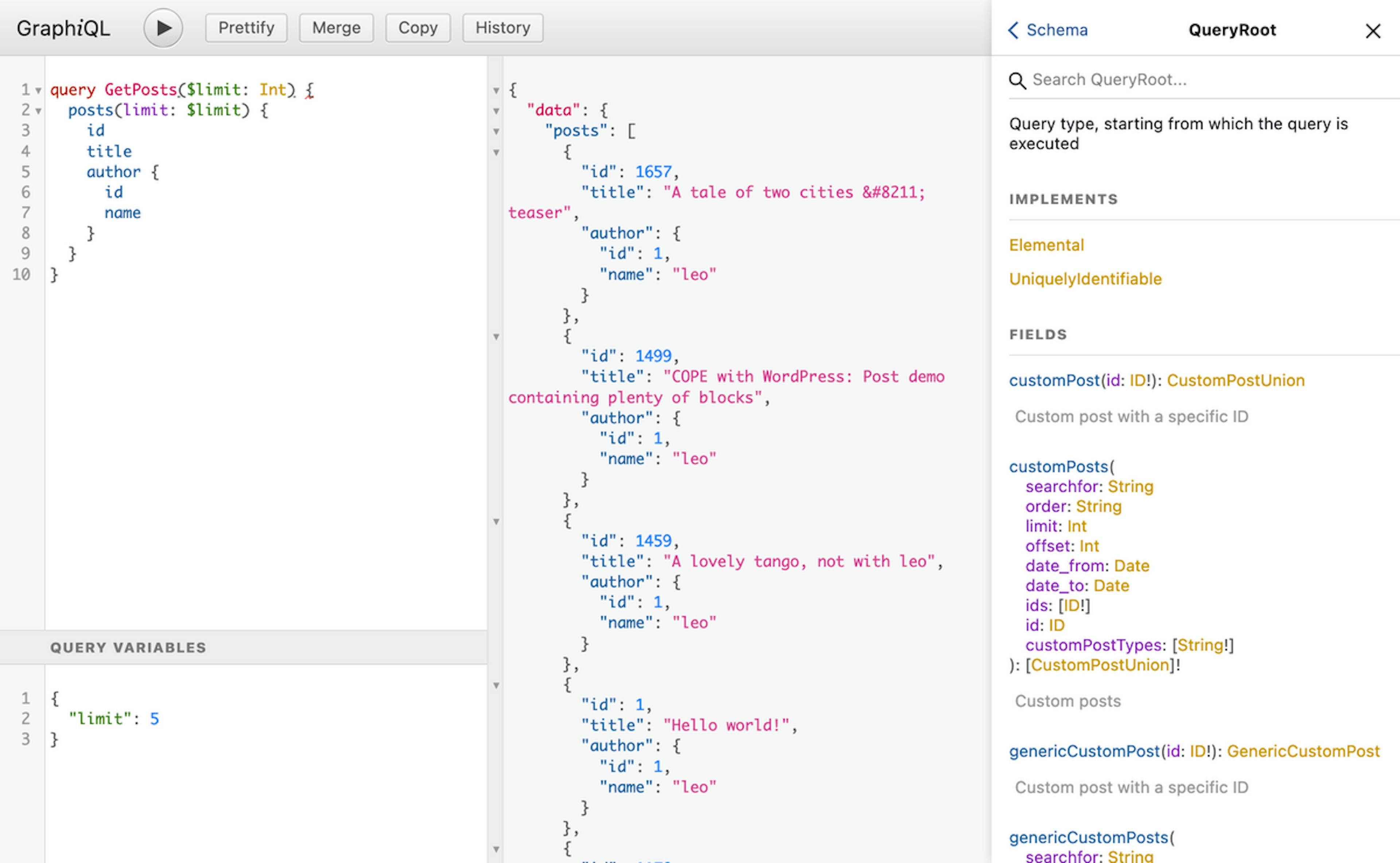 GraphiQL playground