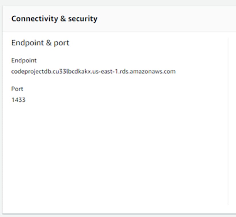 Image 5 Endpoint for the database