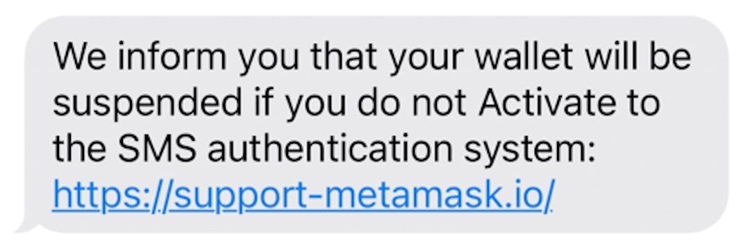 A smishing message about Metamask wallet | Copyright by the author