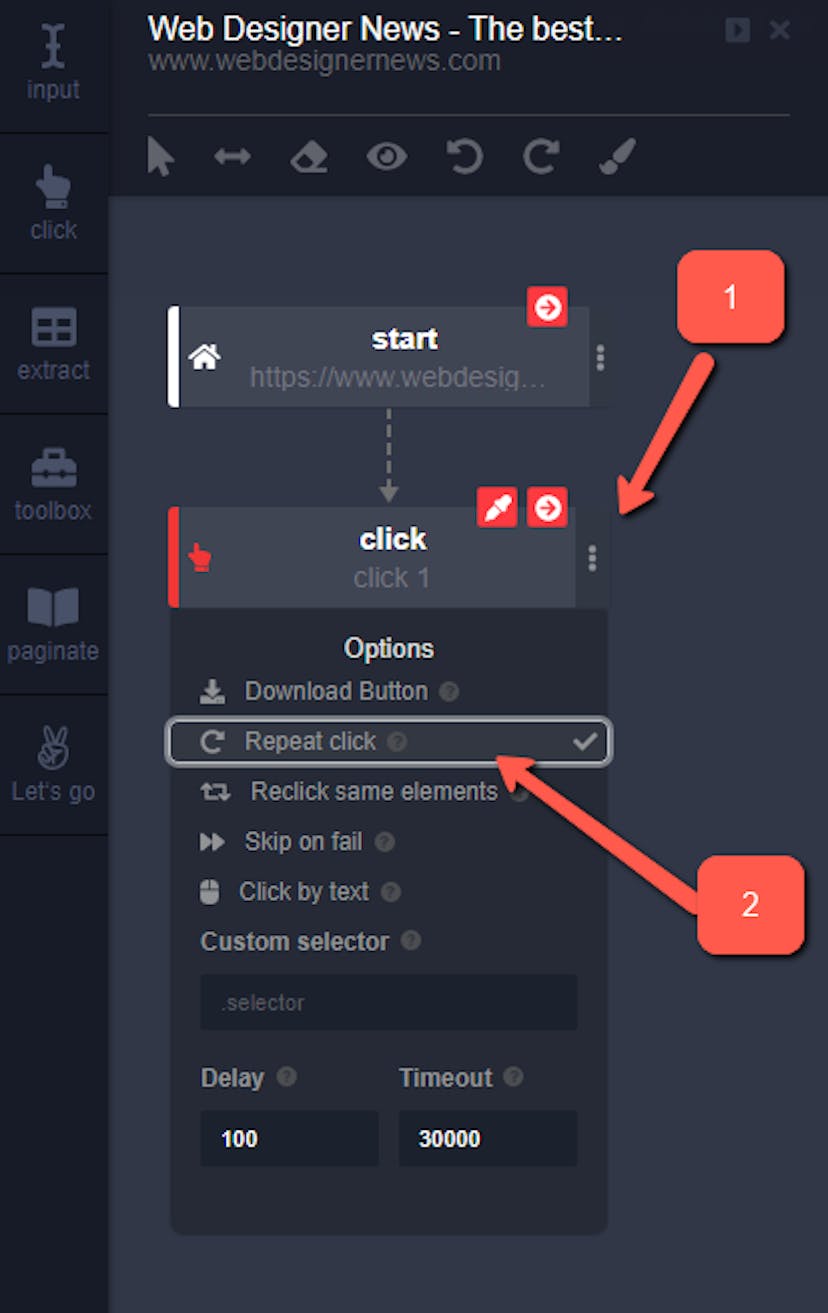 Repeat click option