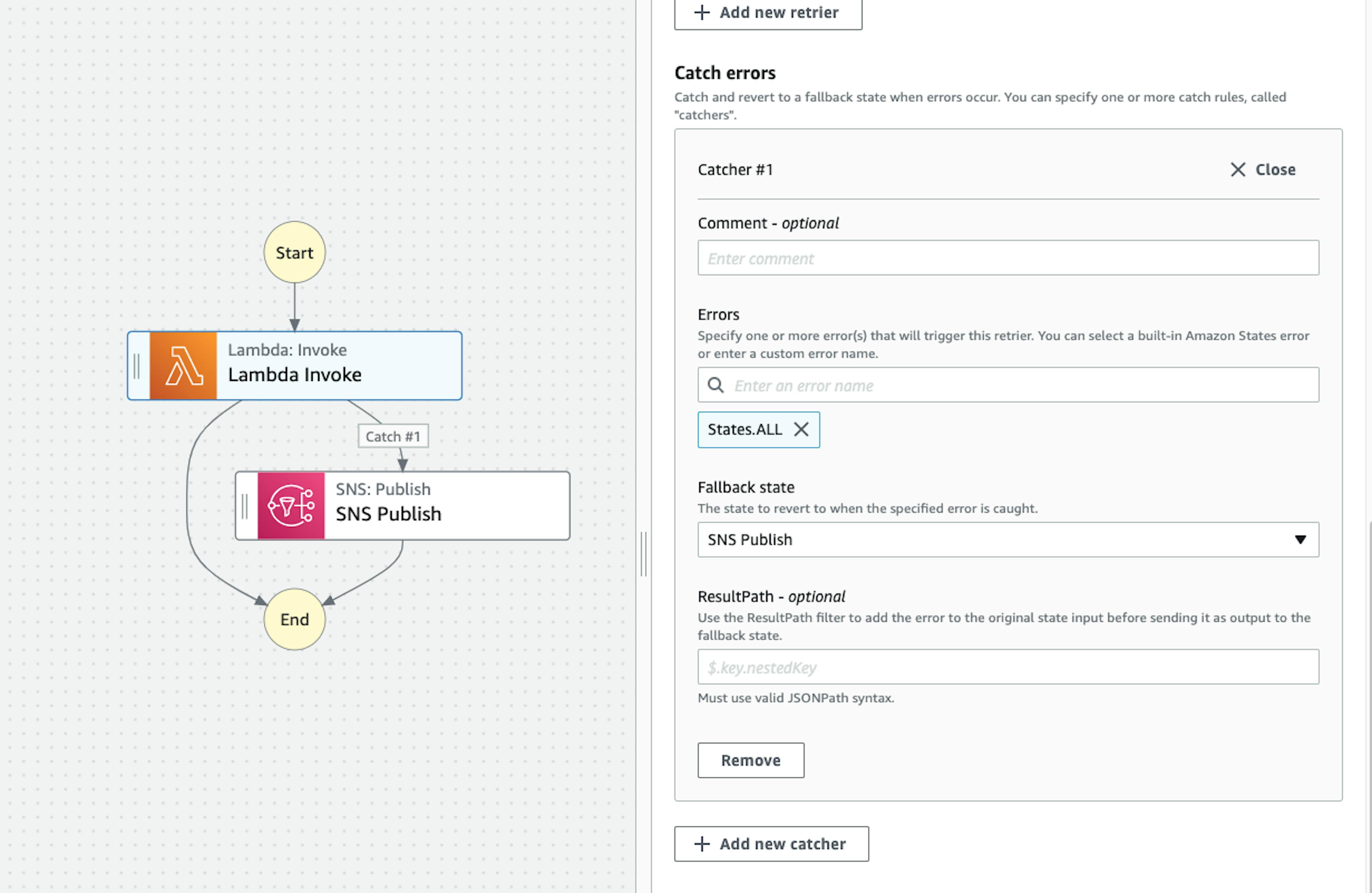 Lambda Invoke > Error handling > Catch errors