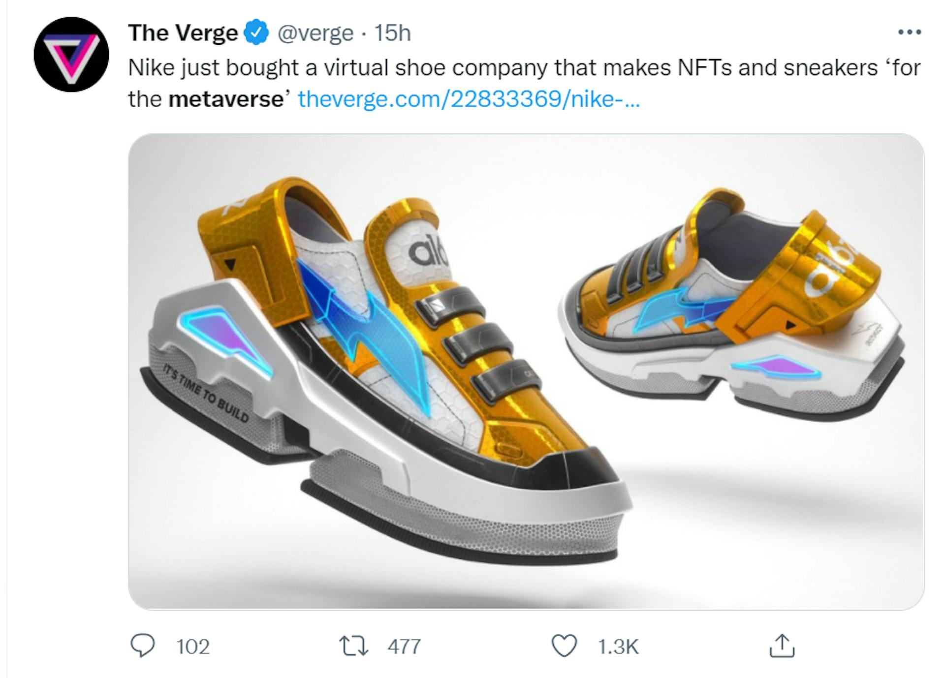 Having the motto "It's time to build" on a picture of a shoe doesn't actually mean you're building a metaverse