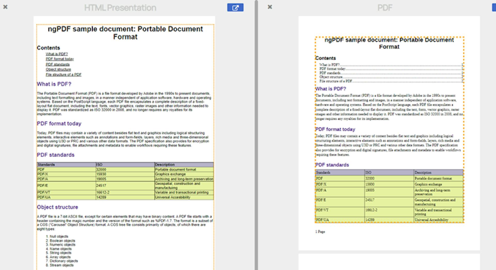 The derivation algorithm that forms the core of ngPDF in action . By converting Tagged PDF to HTML, we get a responsive solution that is easy to view on all screen sizes.