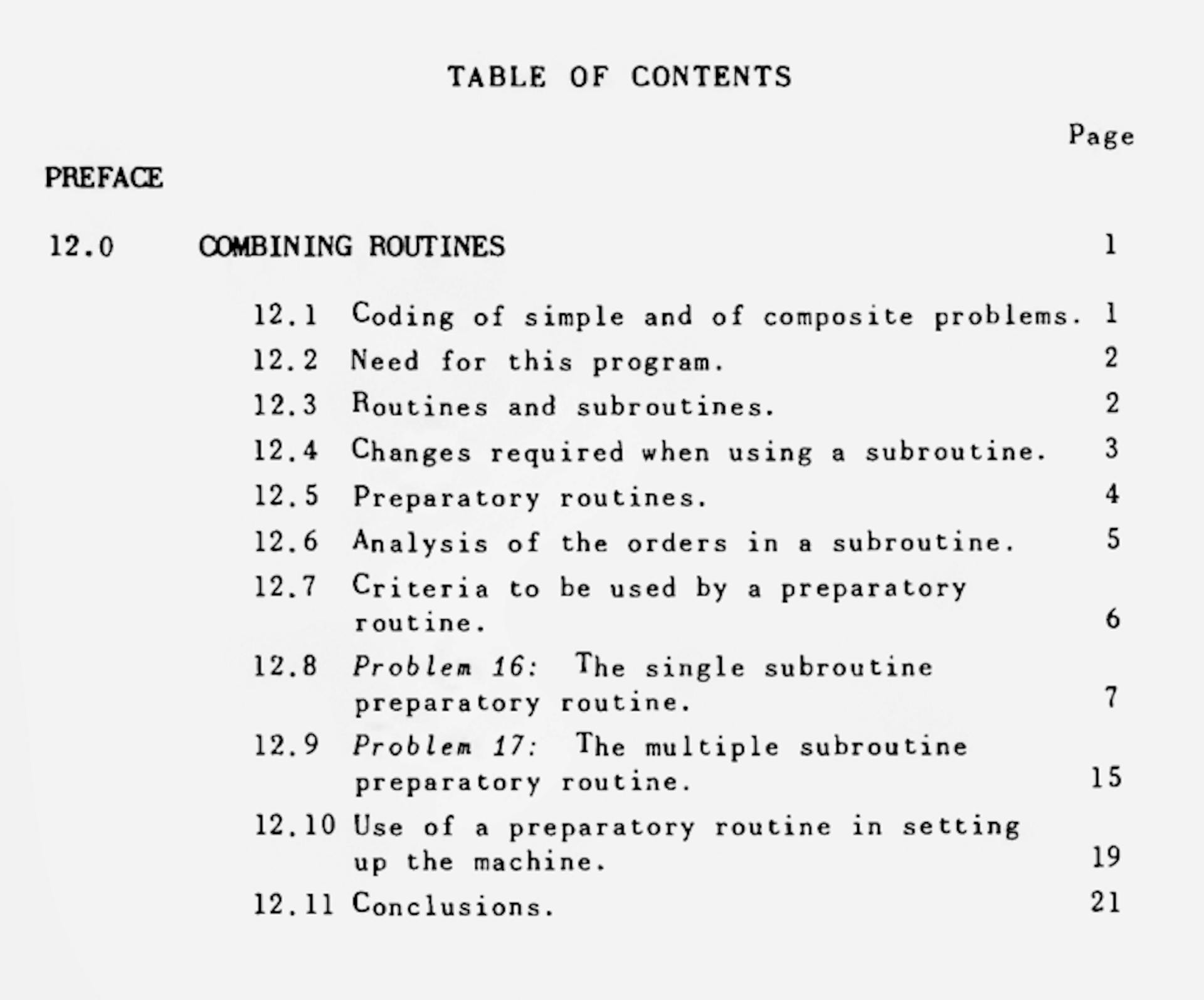 Table of Contents for Planning and Coding of Problems for an Electronic Computing Instrument (Part II, Vol III)