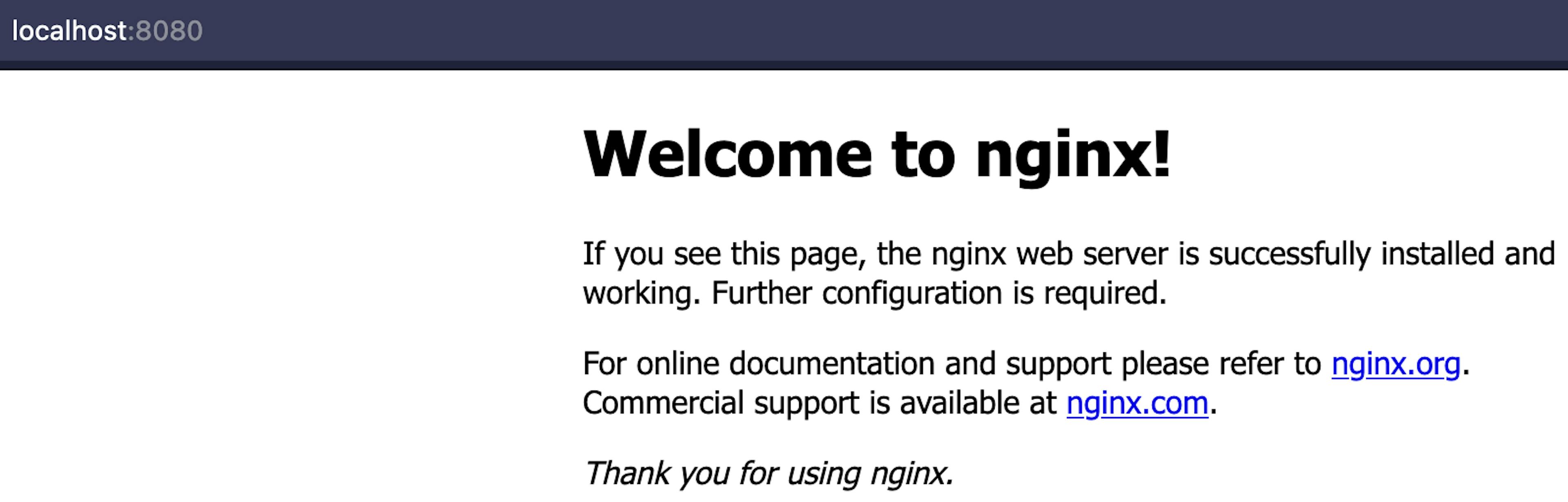 Standard Nginx page will appear!