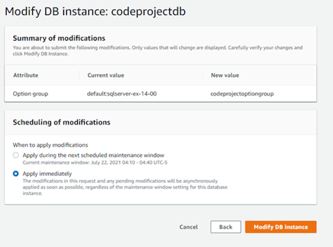 Image 11 - Modifying DB instance