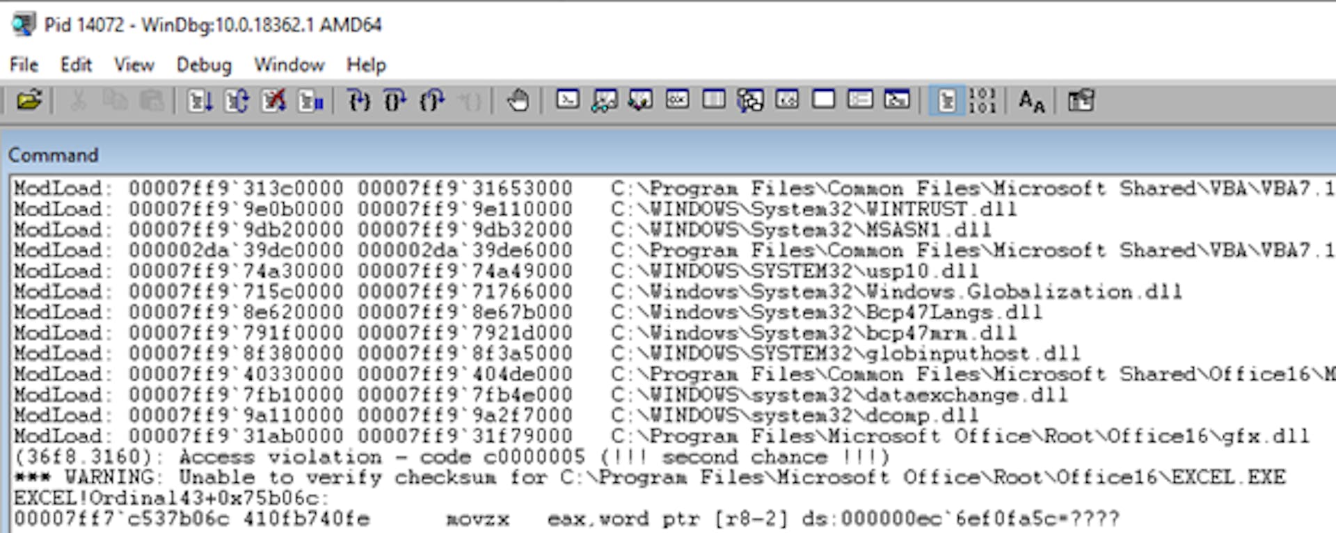 Figure 4: CVE-2021-31174 reproduced on Excel.