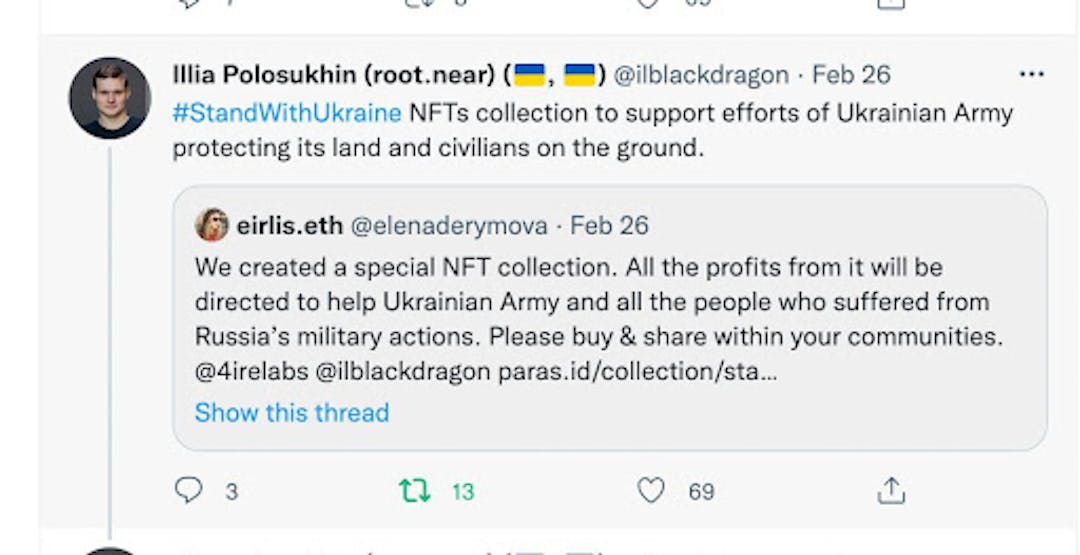 Illia Polosukhin co-founder of NEAR protocol retweeted our announce about NFT collection