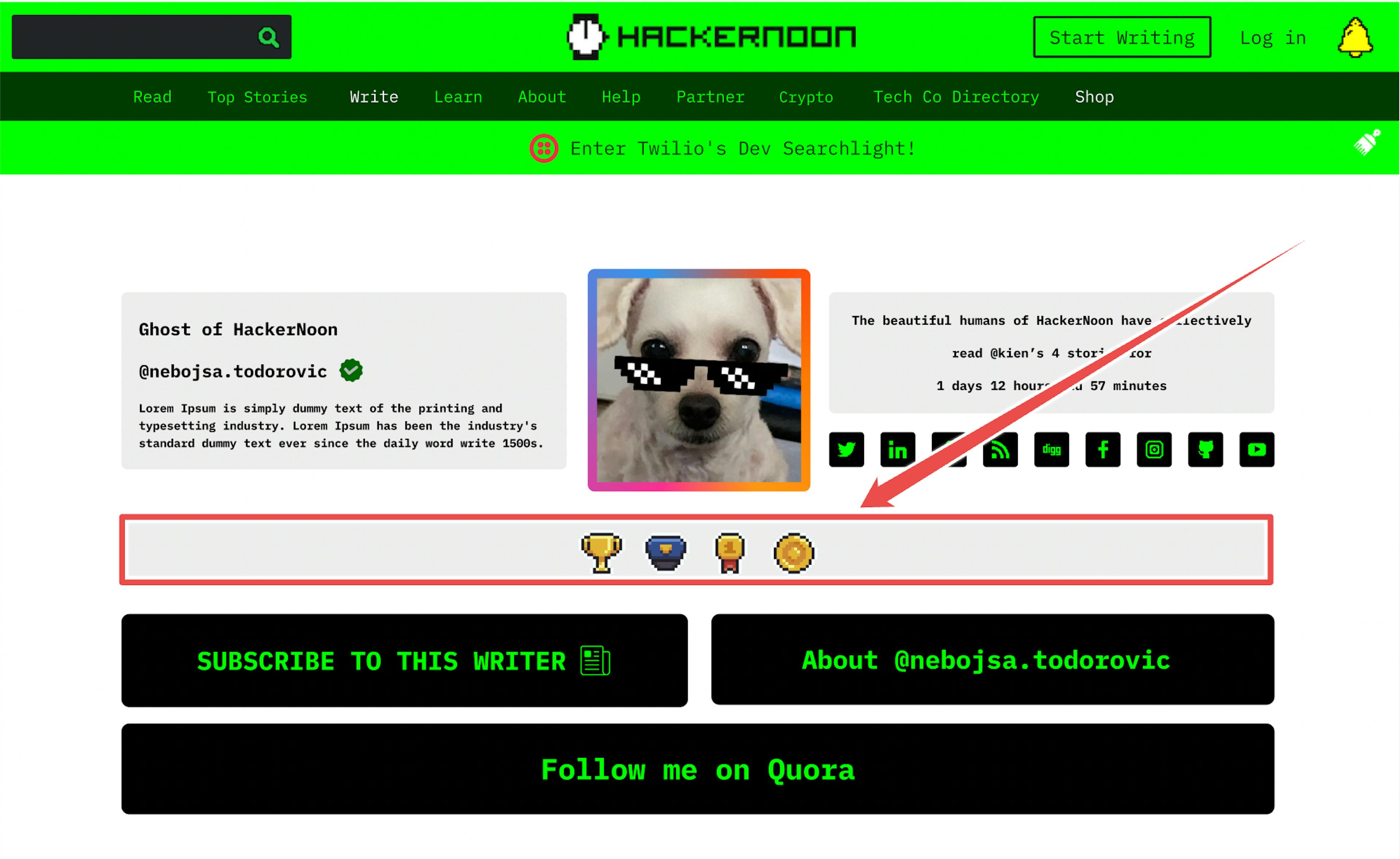 Todas las insignias ganadas en HackerNoon