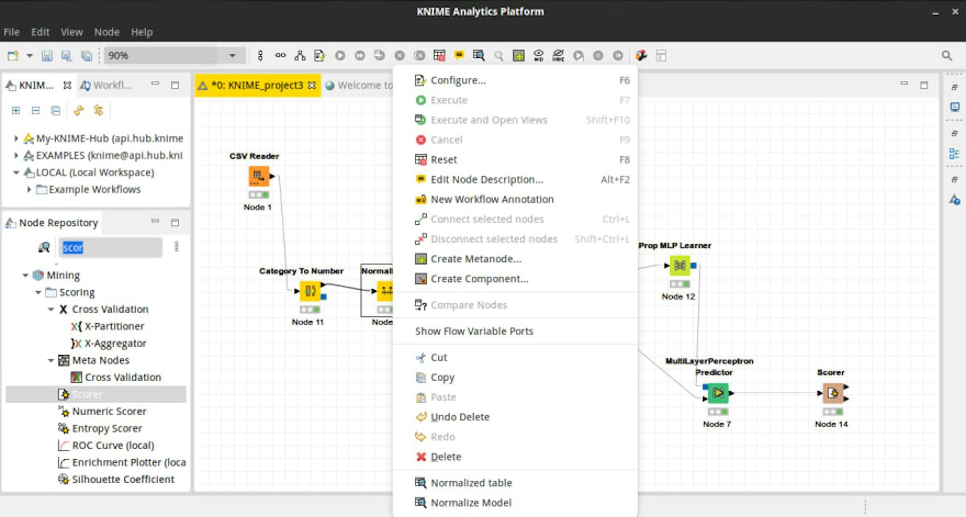 right-click the node and can be utilized options about normalization node