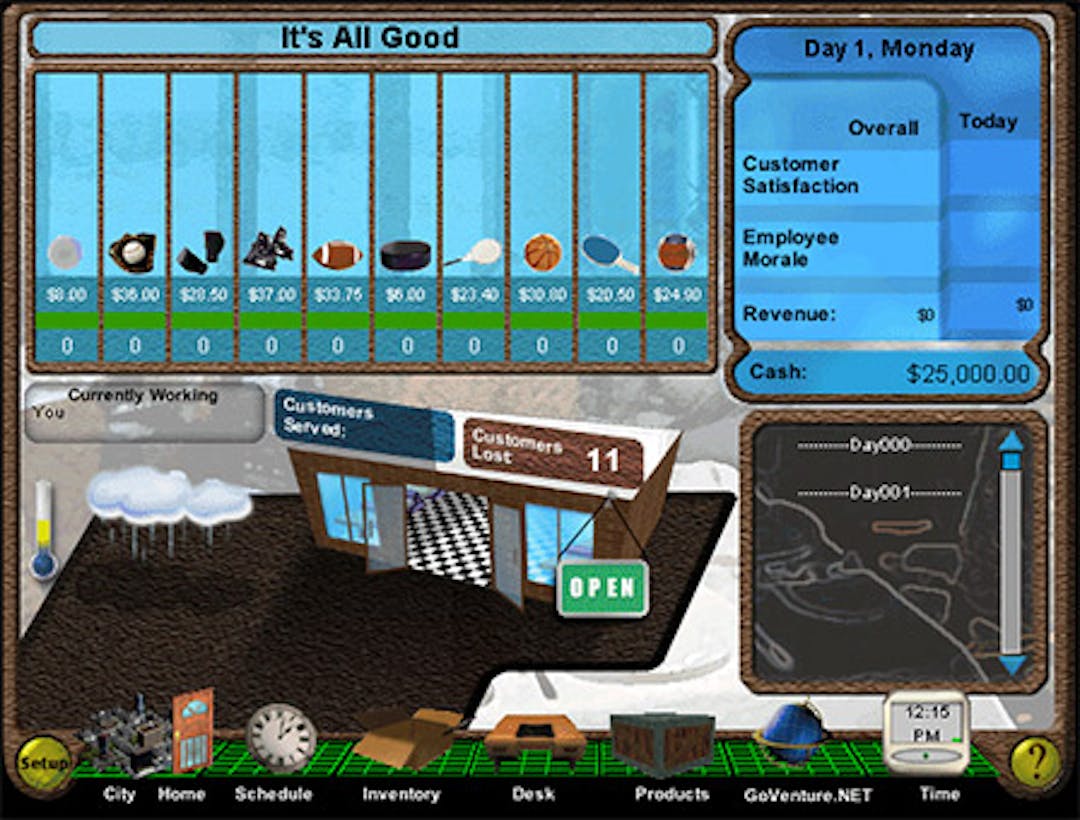 The original GoVenture Entrepreneur business simulation designed in the late 1990s