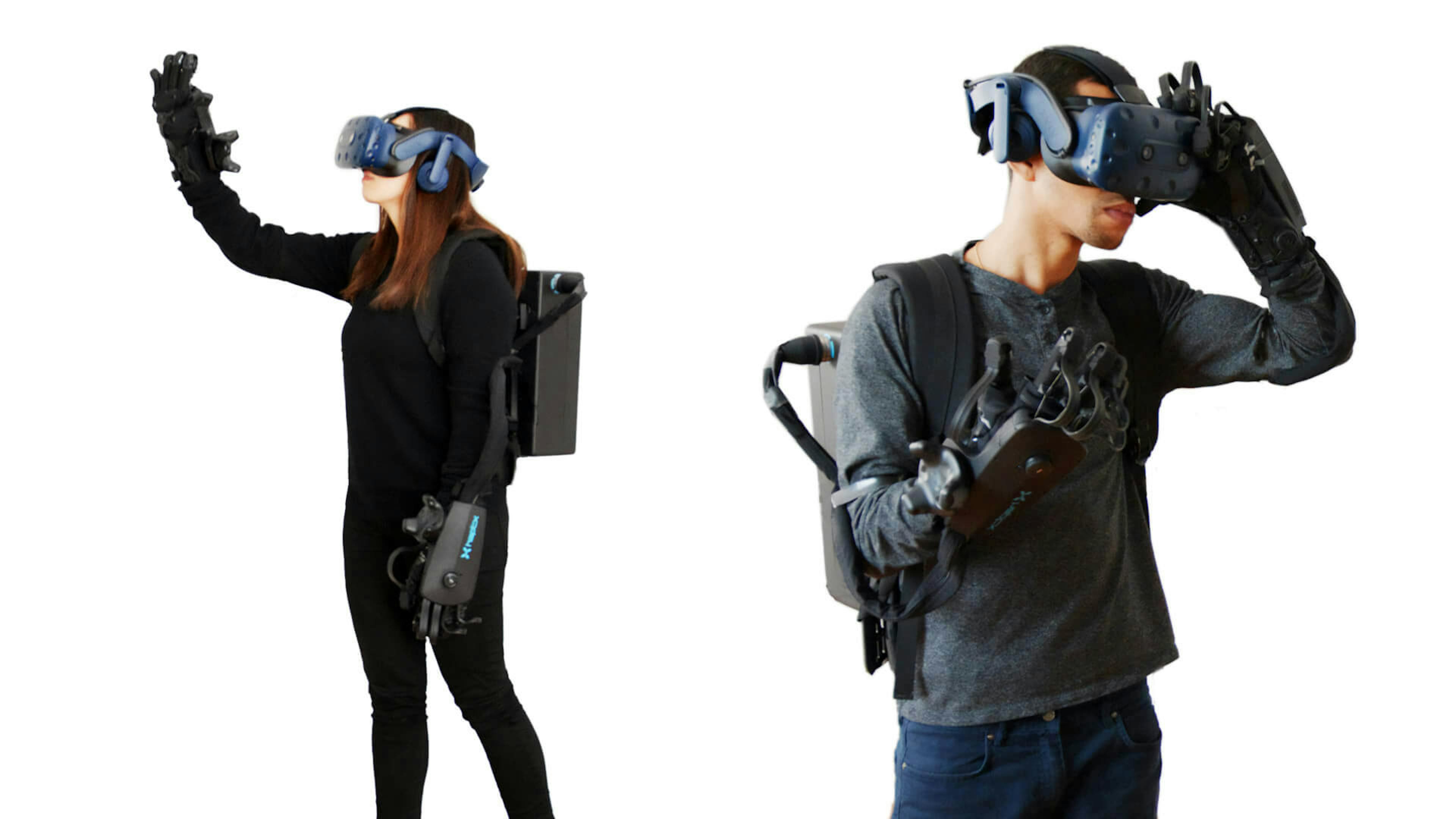 HaptX haptic glove and HTC Vive VR glasses