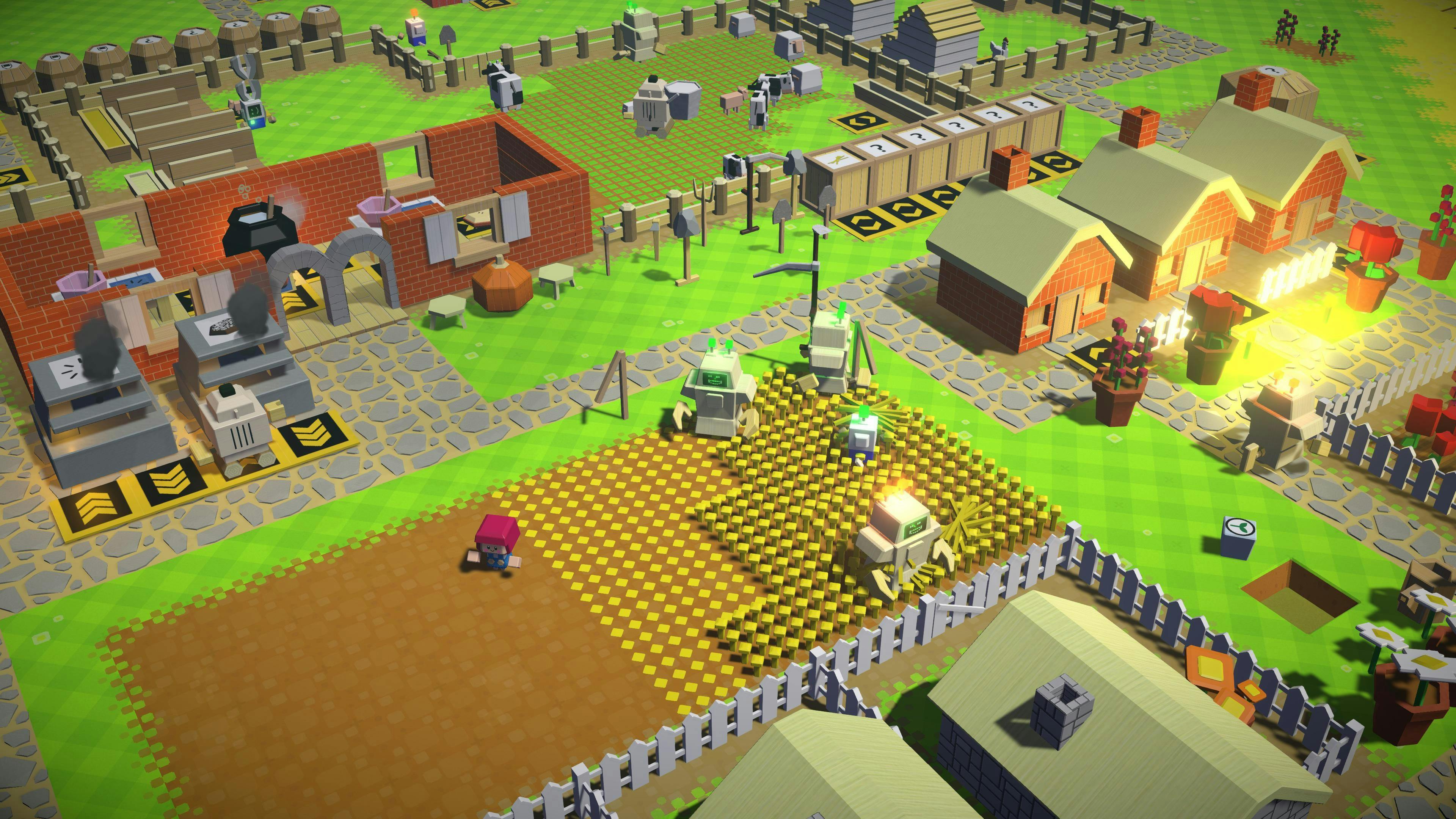 Screenshot of an automated farm in Autonauts