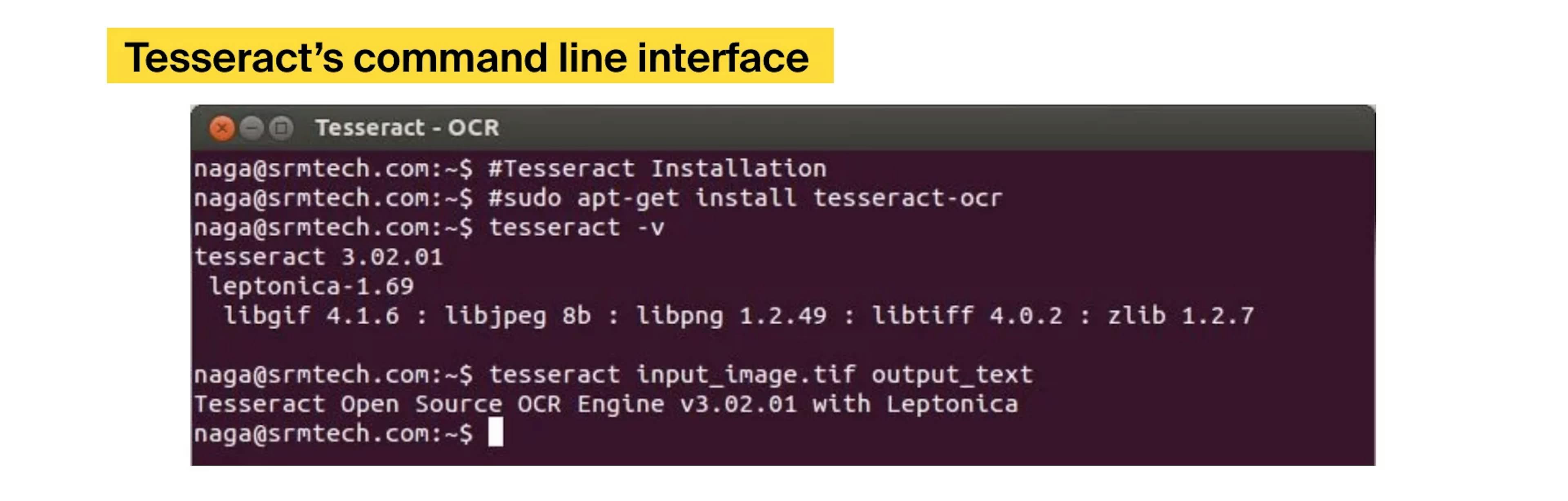 Tesseract’s command-line interface
