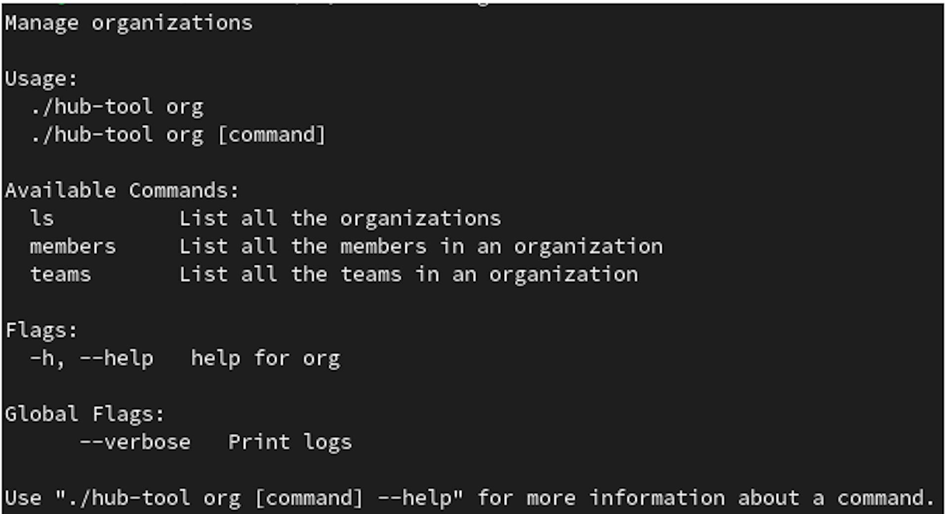 Organization commands.