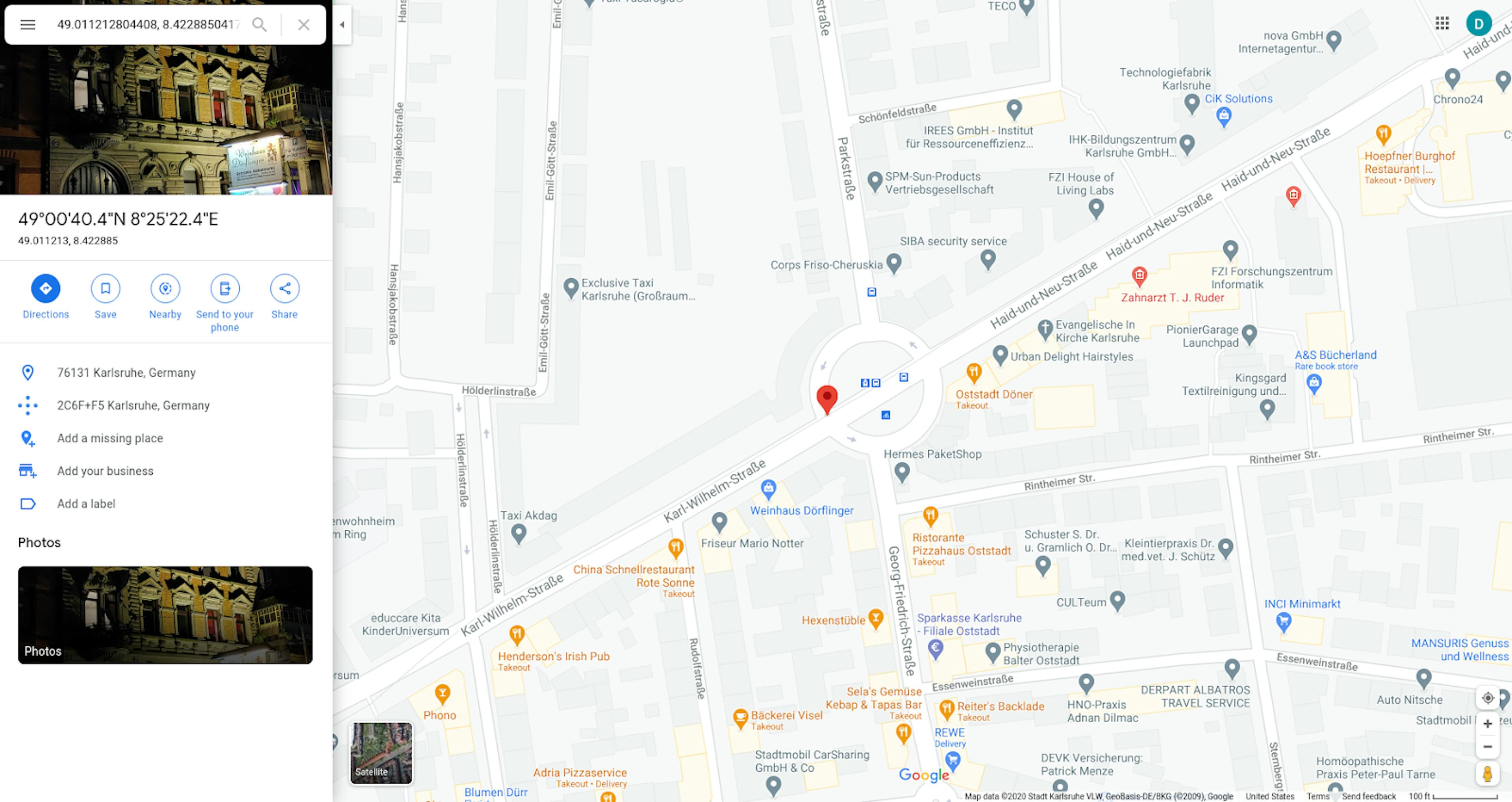 Google Maps location of the KITTI tracking sequence 0000