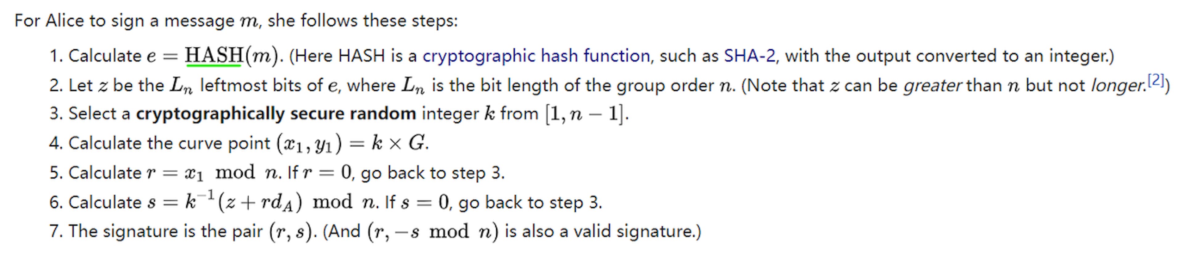 Figure 1. ECDSA signature process