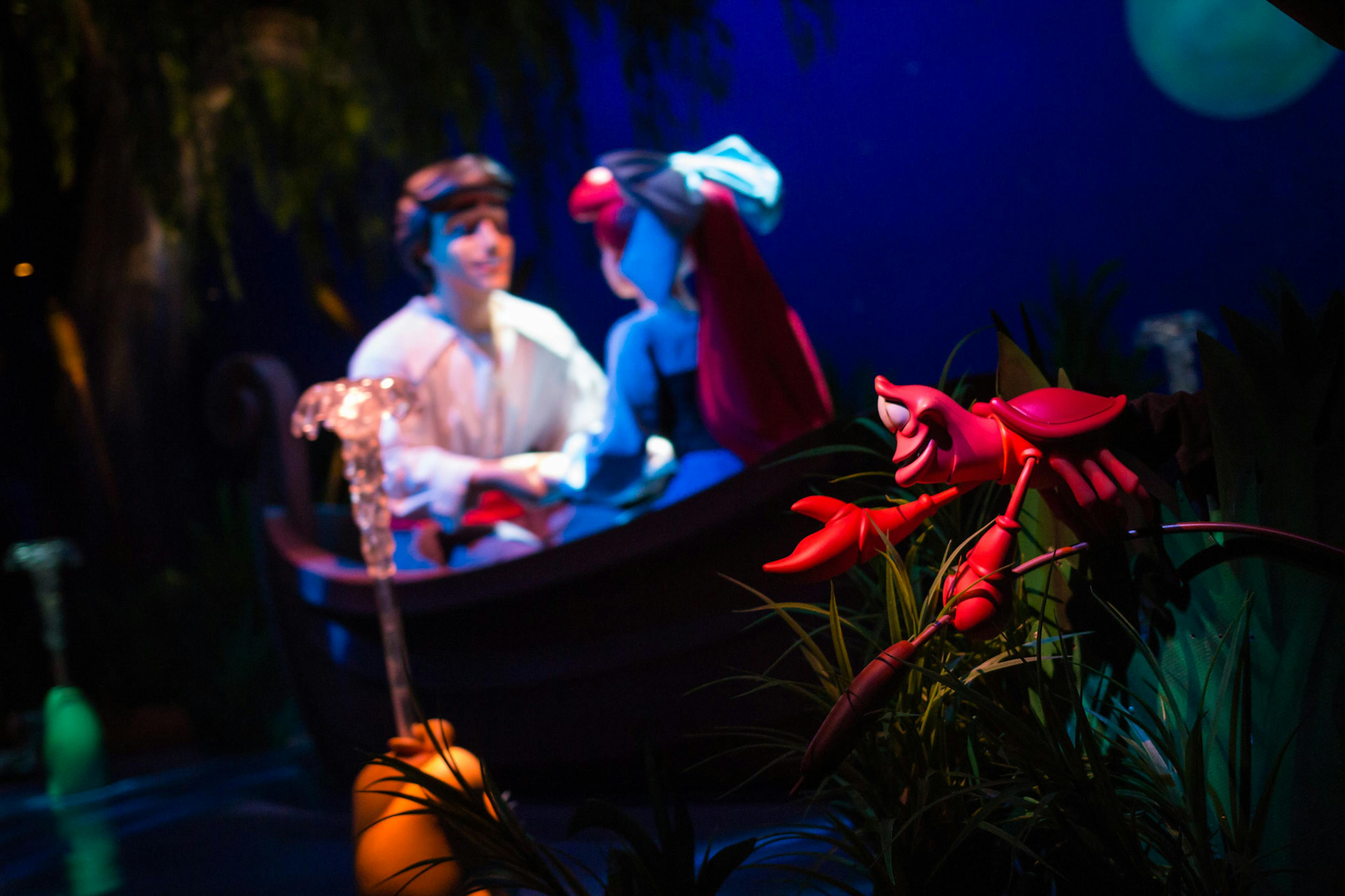 a dimly-lit ride based on The Little Mermaid