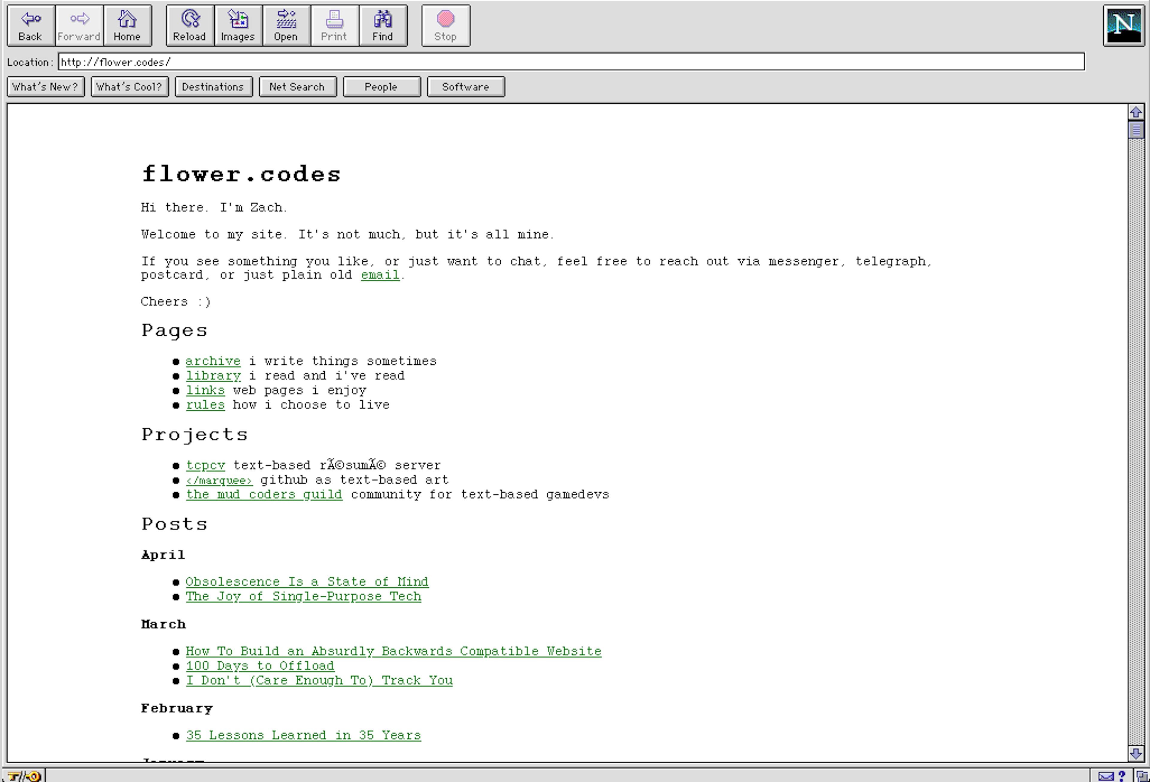 http://flower.codes on Netscape Navigator 3