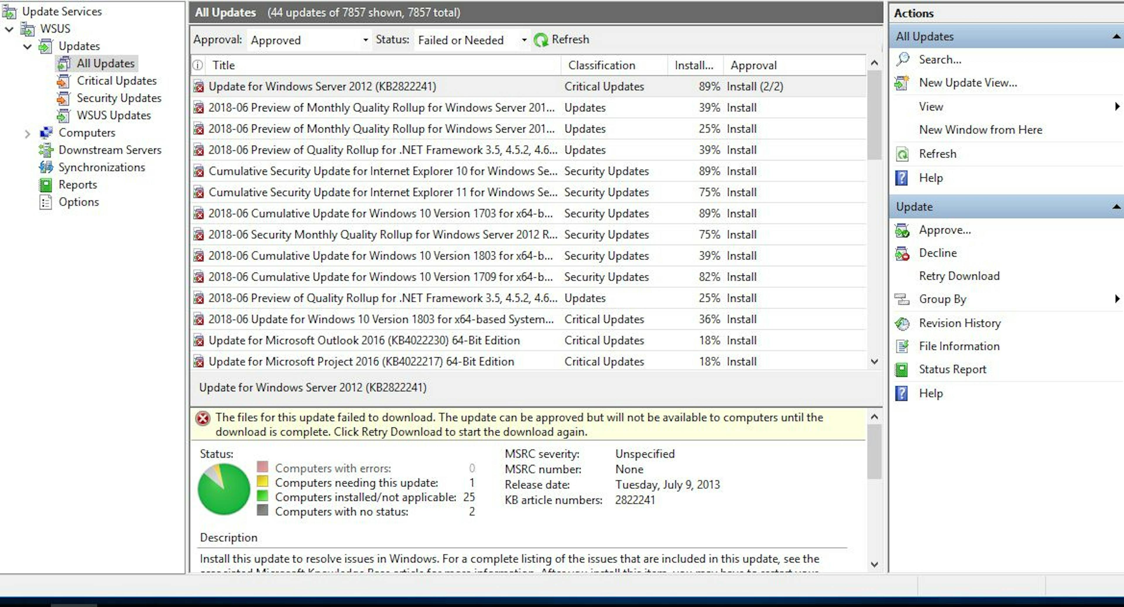 WSUS running on Windows Server 2016