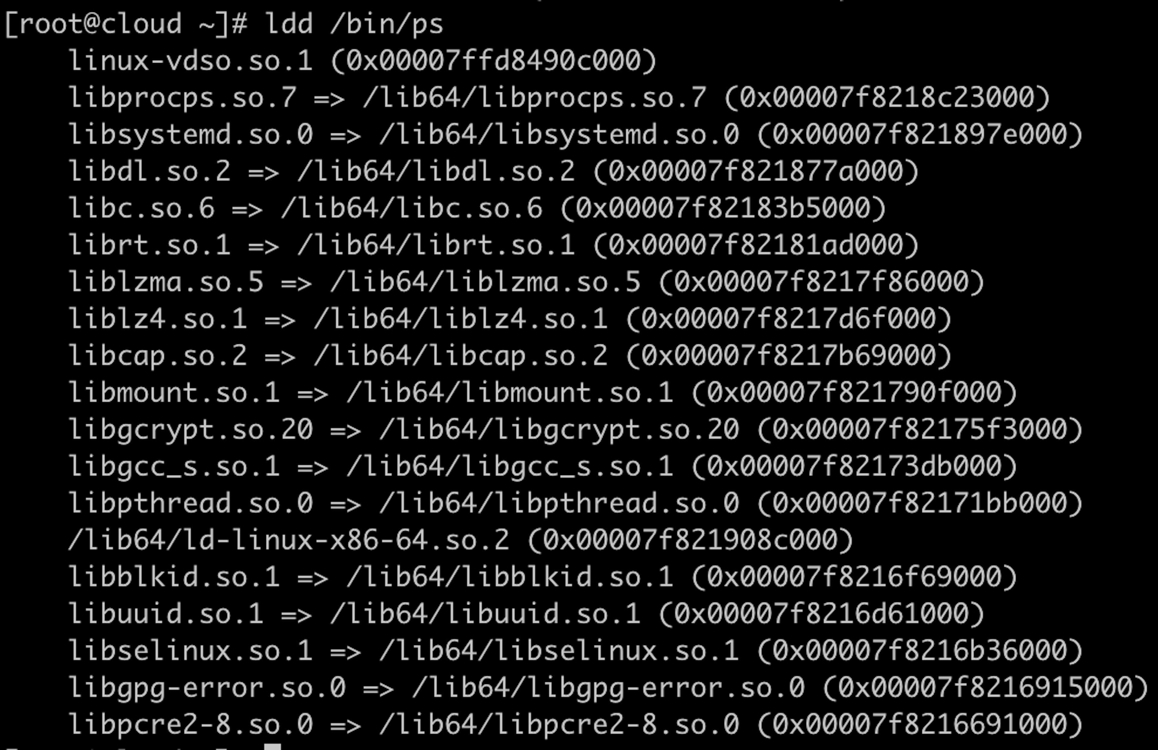 /bin/ps so dependence in CentOS 8.1