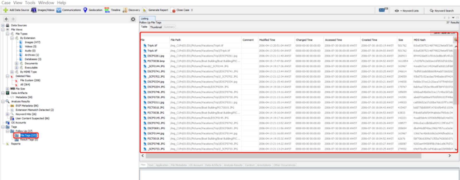 Figure 10. Tree Viewer pane- Identifying all the Follow Up Files.