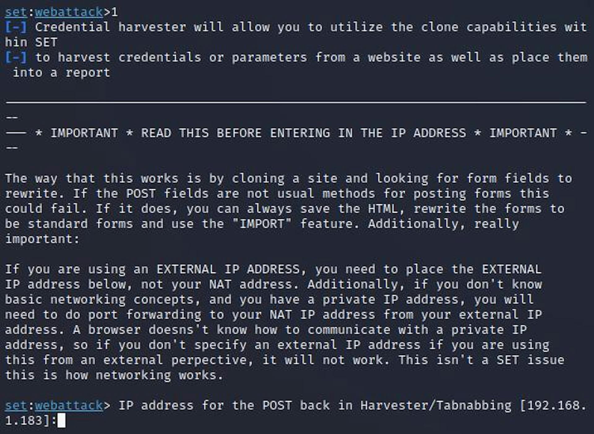 Endereço IP para Harvester/Tabnapping