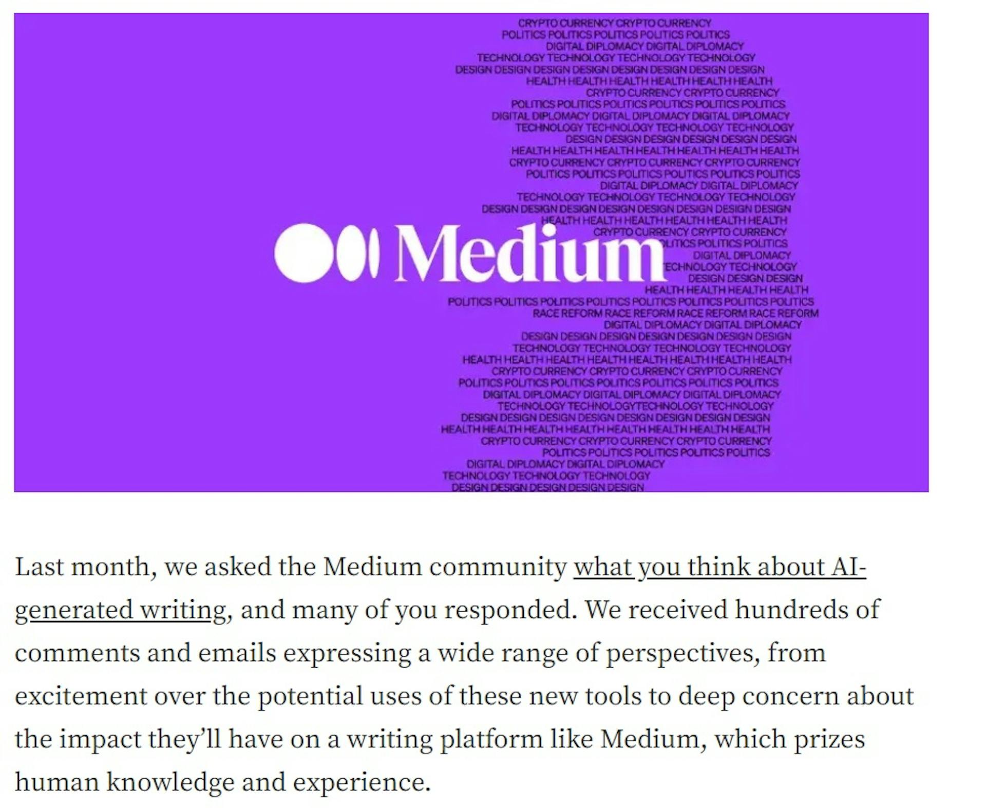 Medium Policy on AI-generated writing