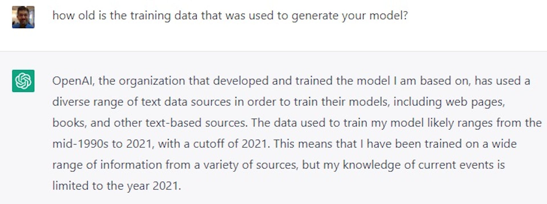 How old is your training data?