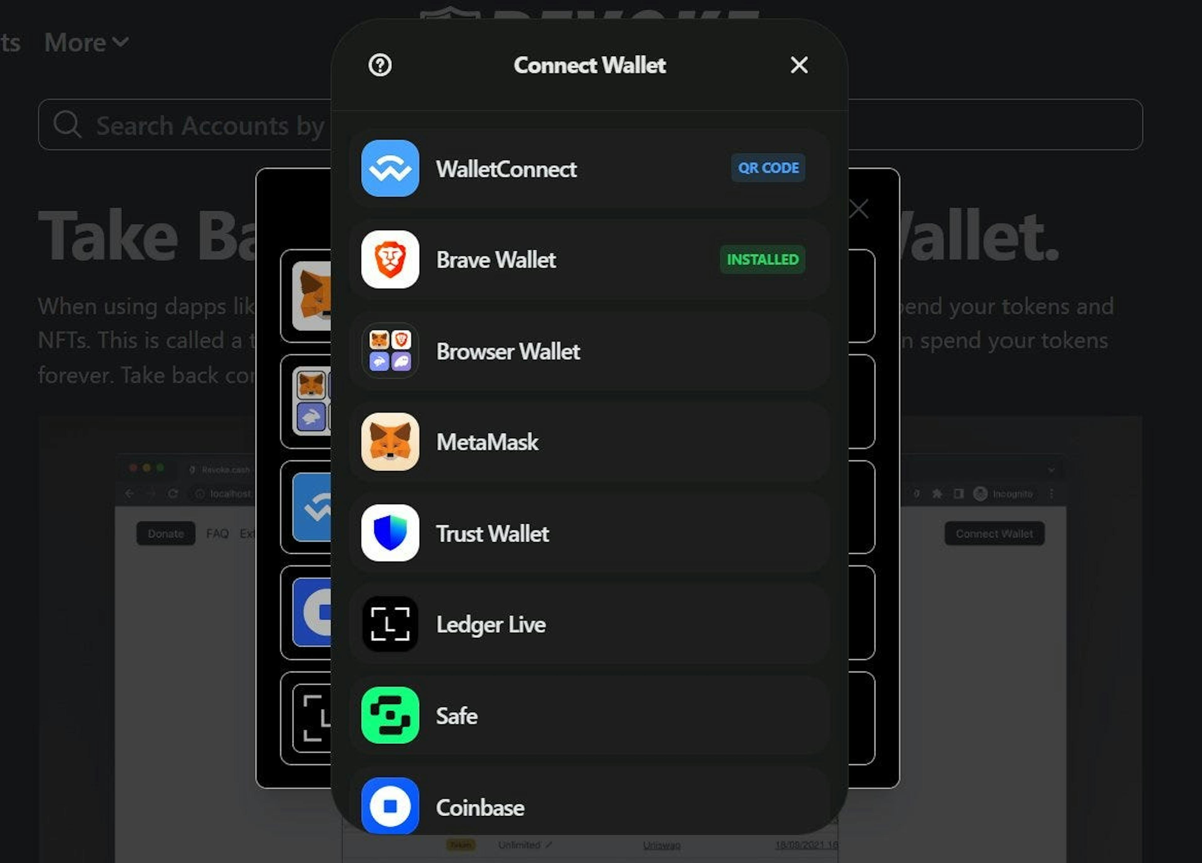 The malicious Connect Wallet popup is opening on top of the actual modal like this
