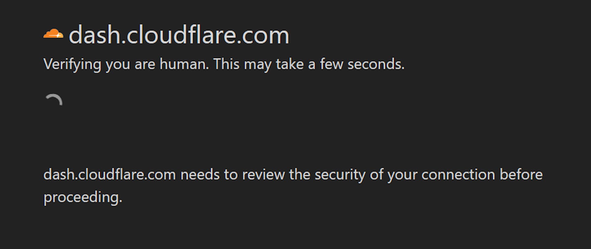 Cloudflare JS meydan okuma doğrulama ekranı