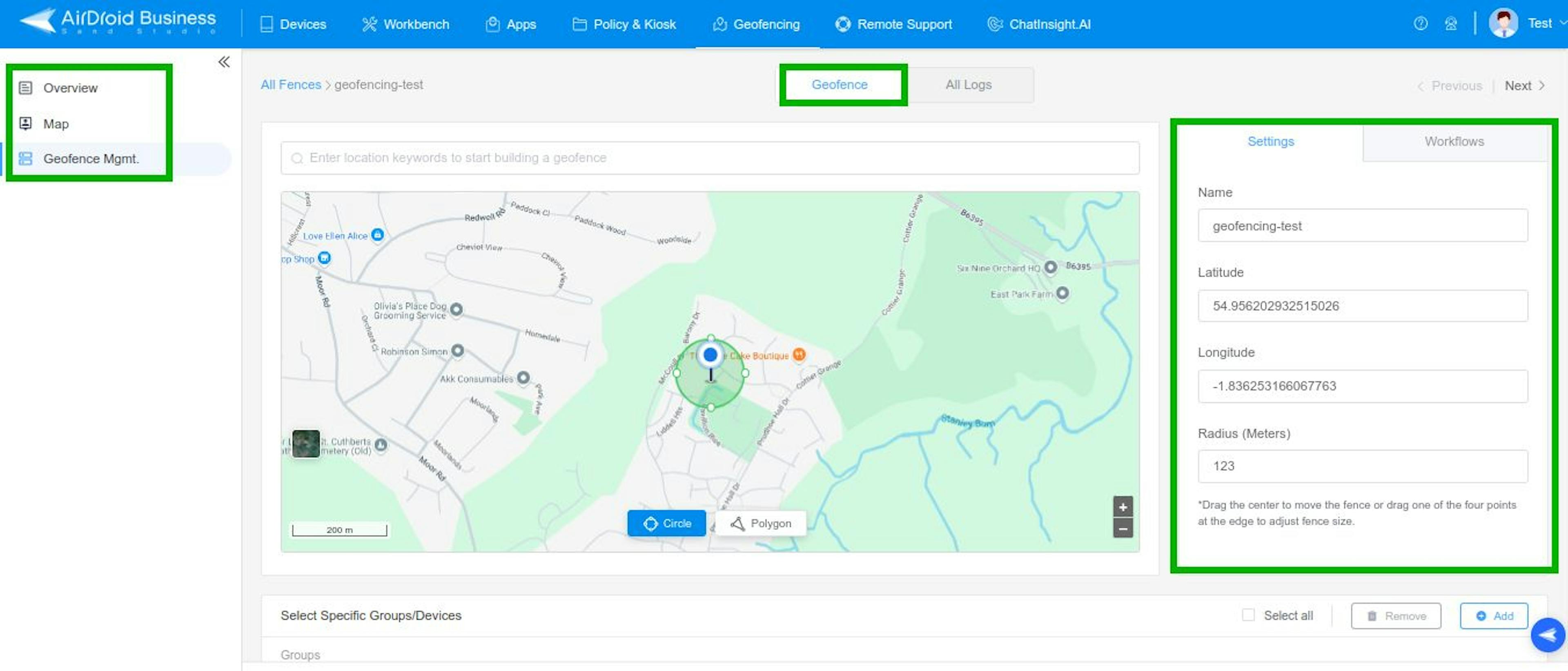 Image caption: How the Geofencing feature works.