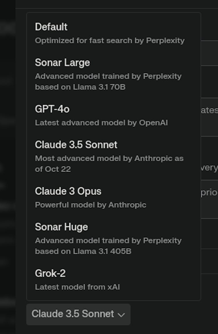 Select different AI models to refine searches